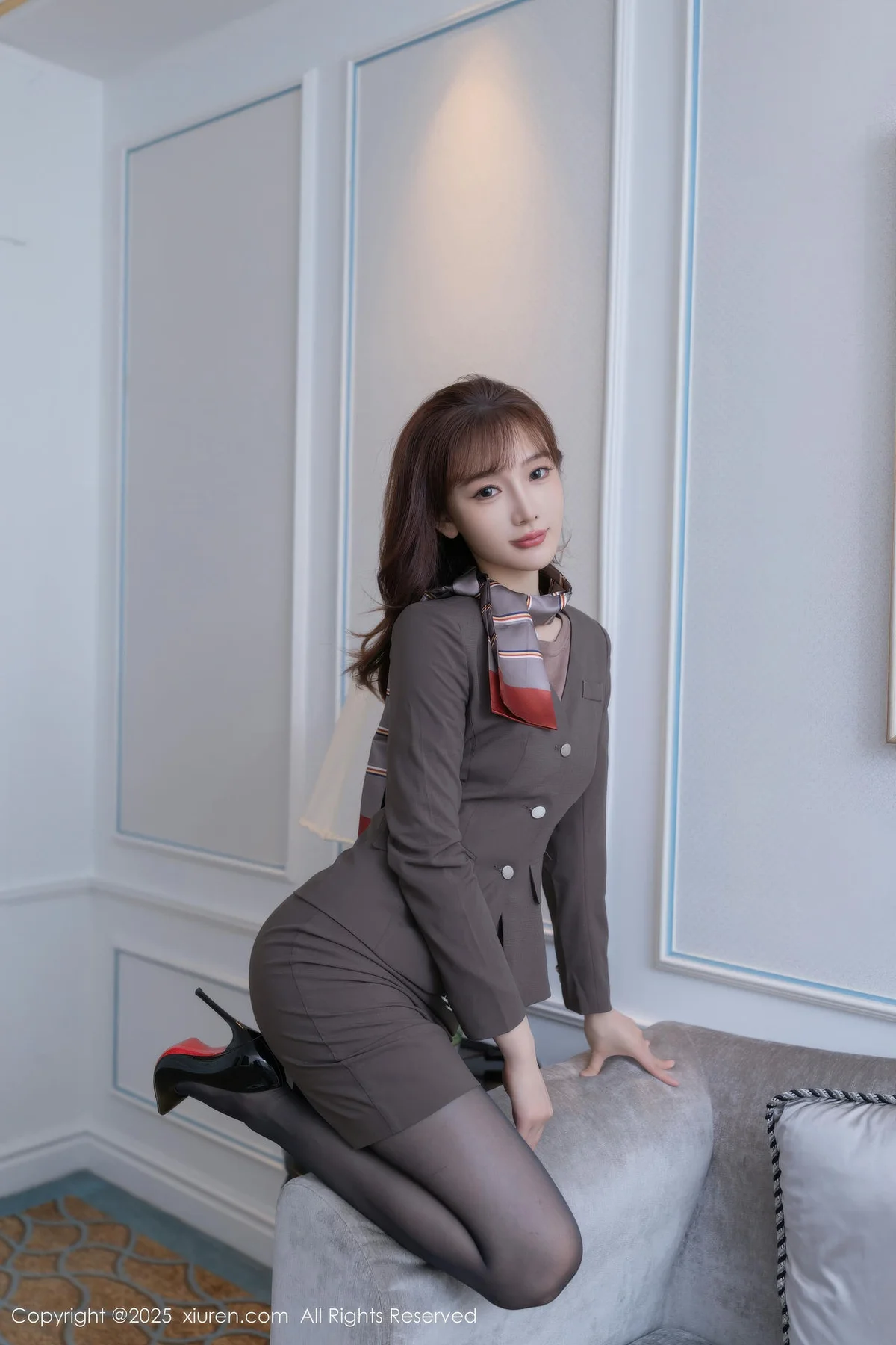 XiuRen 秀人 No.10850 陆萱萱空姐制服魅惑黑丝妖艳动人 - 6