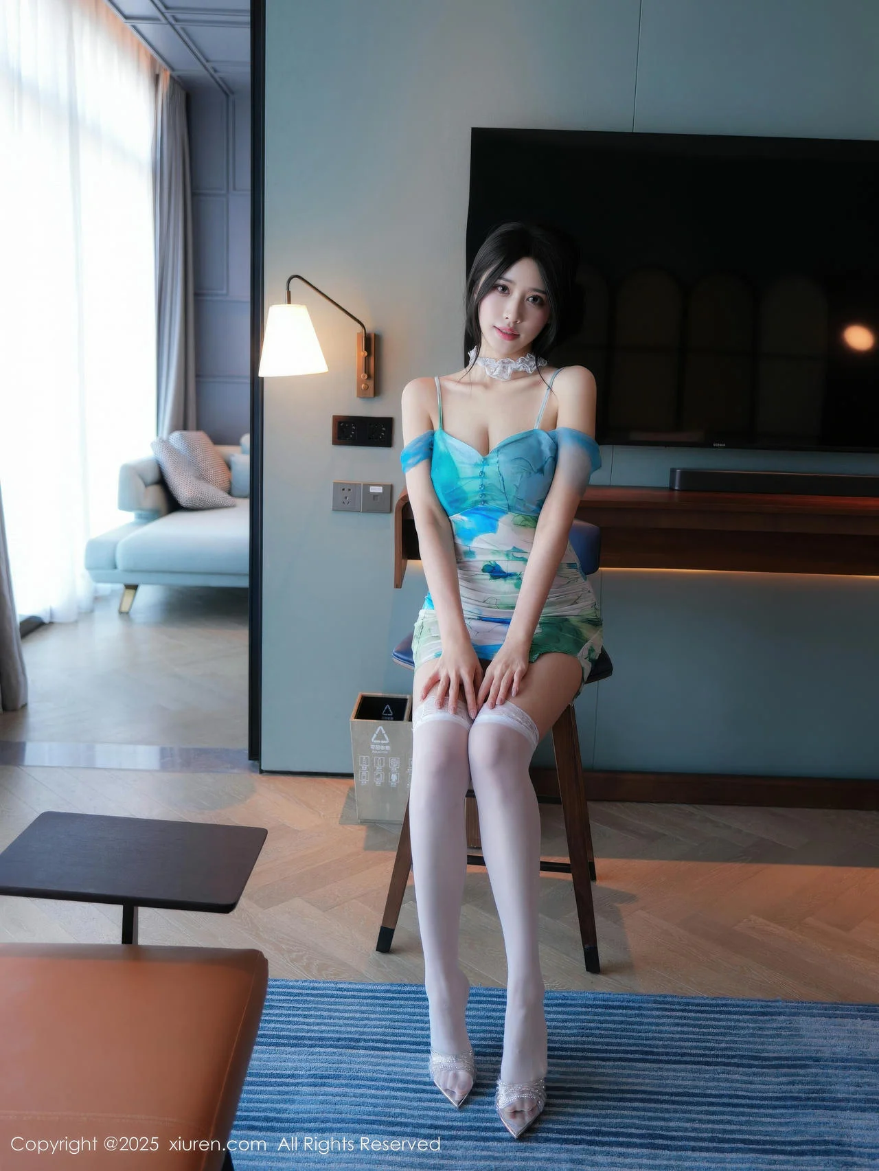 XiuRen 秀人 No.10859 shelly诗莉吖 香肩清新美裙丁字裤 - 1