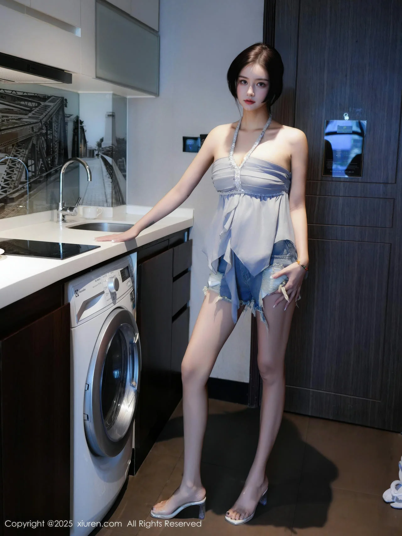 XiuRen 秀人 No.10893 特蕾莎厨娘灰色抹胸 - 3