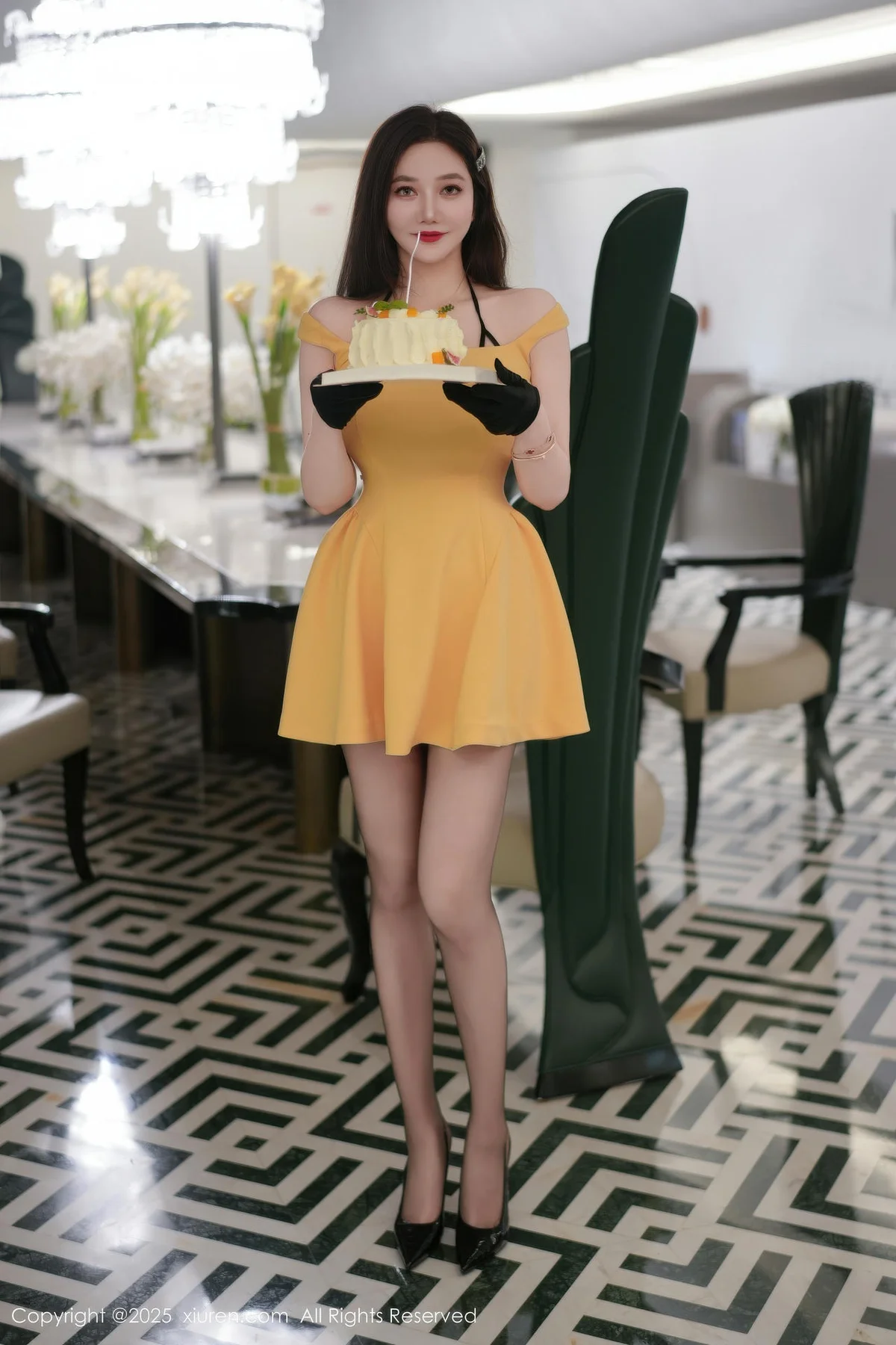 XiuRen 秀人 No.10897 心妍小公主 黄色连衣短裙 - 1