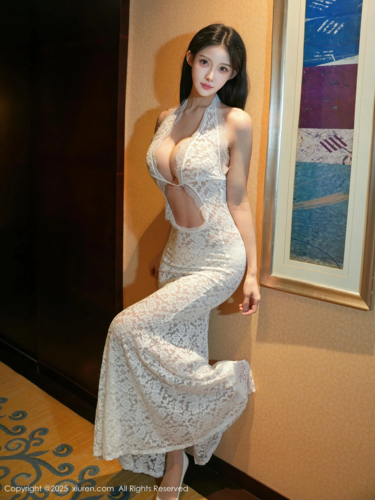 XiuRen 秀人 No.10915 梨霜儿 白色蕾丝长裙 - 3