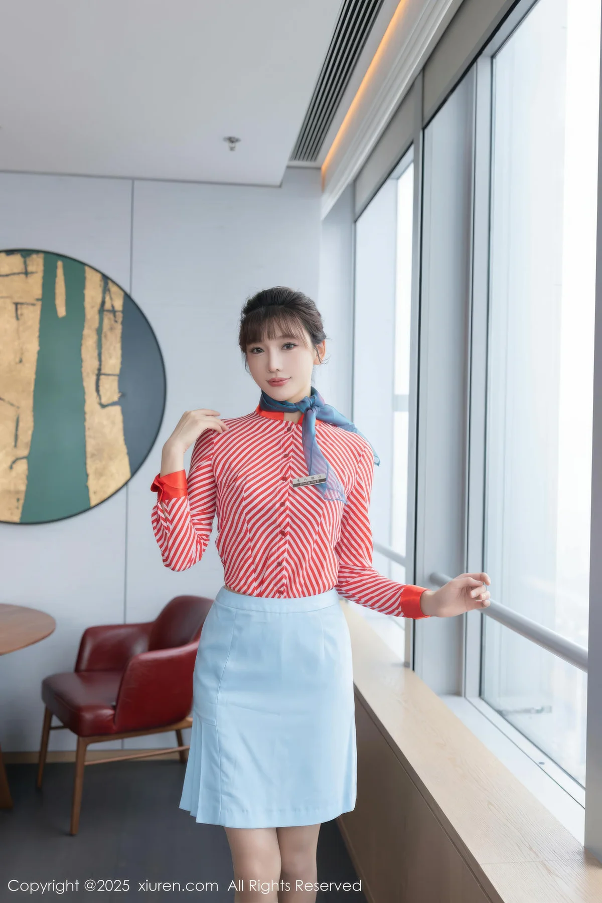 XiuRen 秀人 No.10932 陆萱萱 空姐紫色蕾丝内衣 - 1