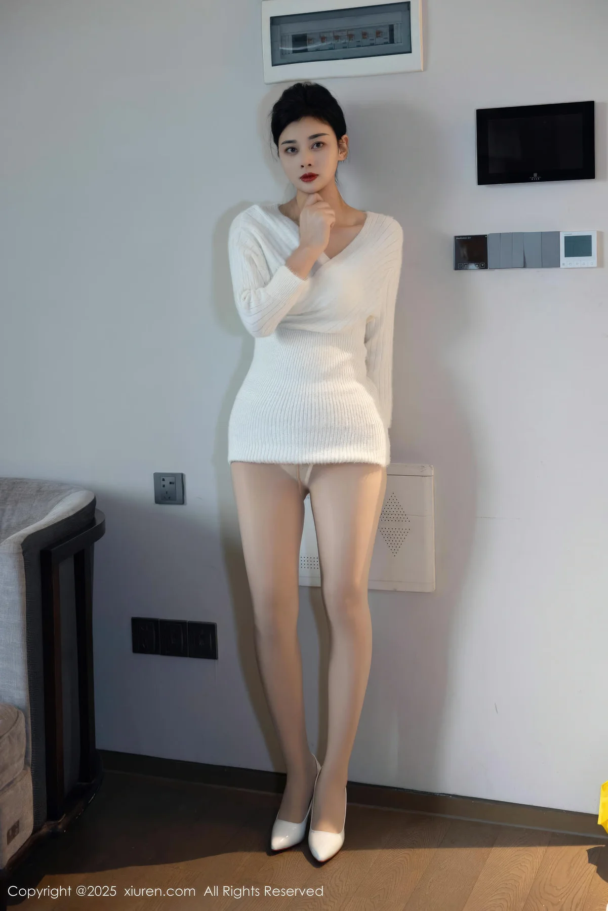 XiuRen 秀人 No.10986 徐清妍 白色毛衣肉色丝袜 - 8