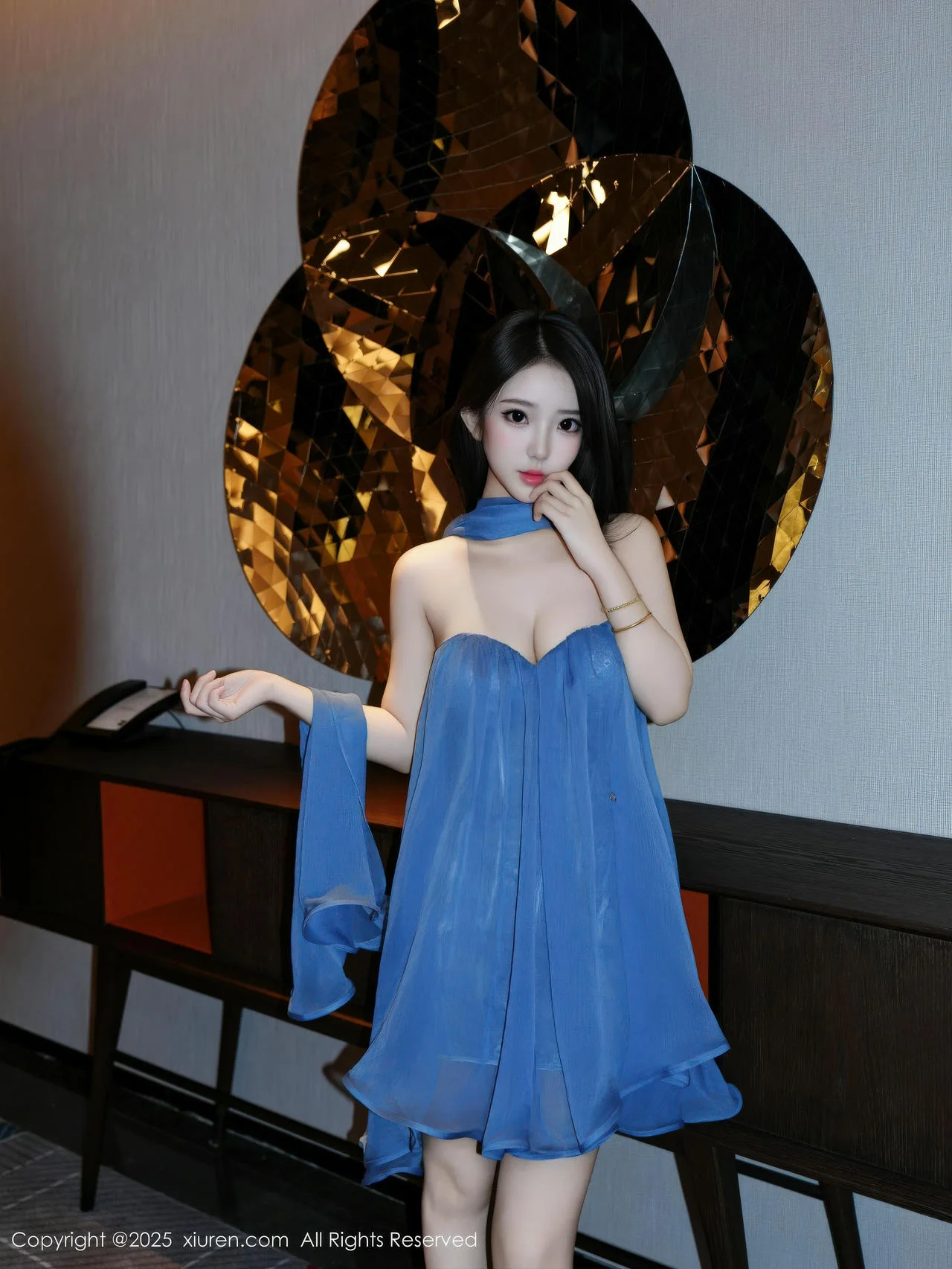 XiuRen 秀人 No.10988 烧烧小桃 蓝色连衣短裙 - 4