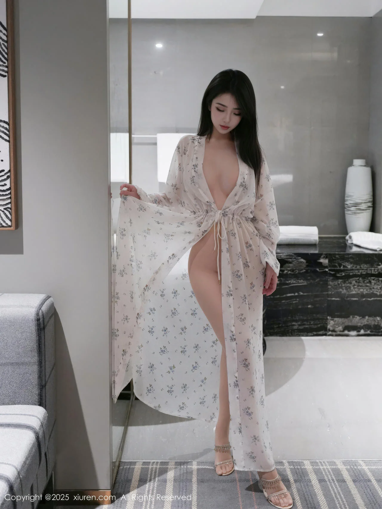 XiuRen 秀人 No.10988 烧烧小桃 蓝色连衣短裙 - 2