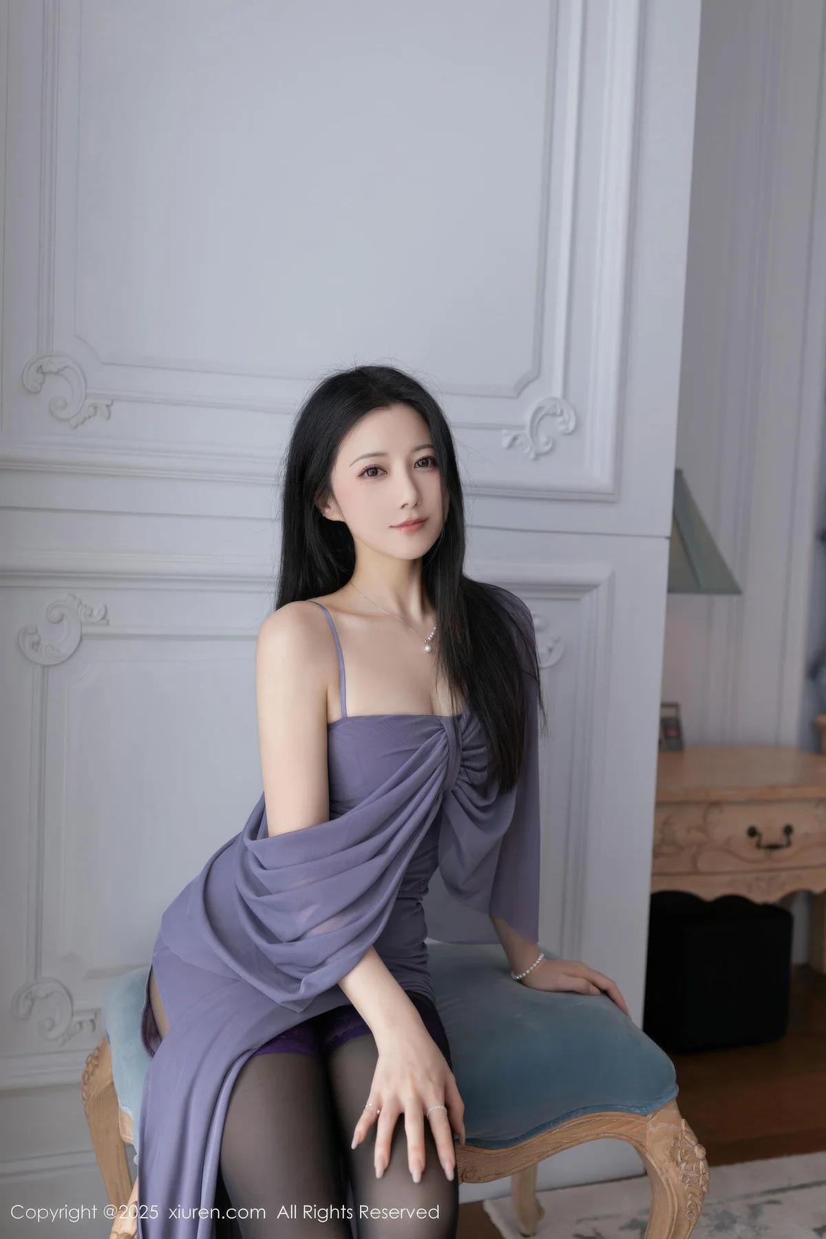 XiuRen 秀人 No.10992 鱼子酱Fish 感紫色连衣裙紫色丝袜 - 7