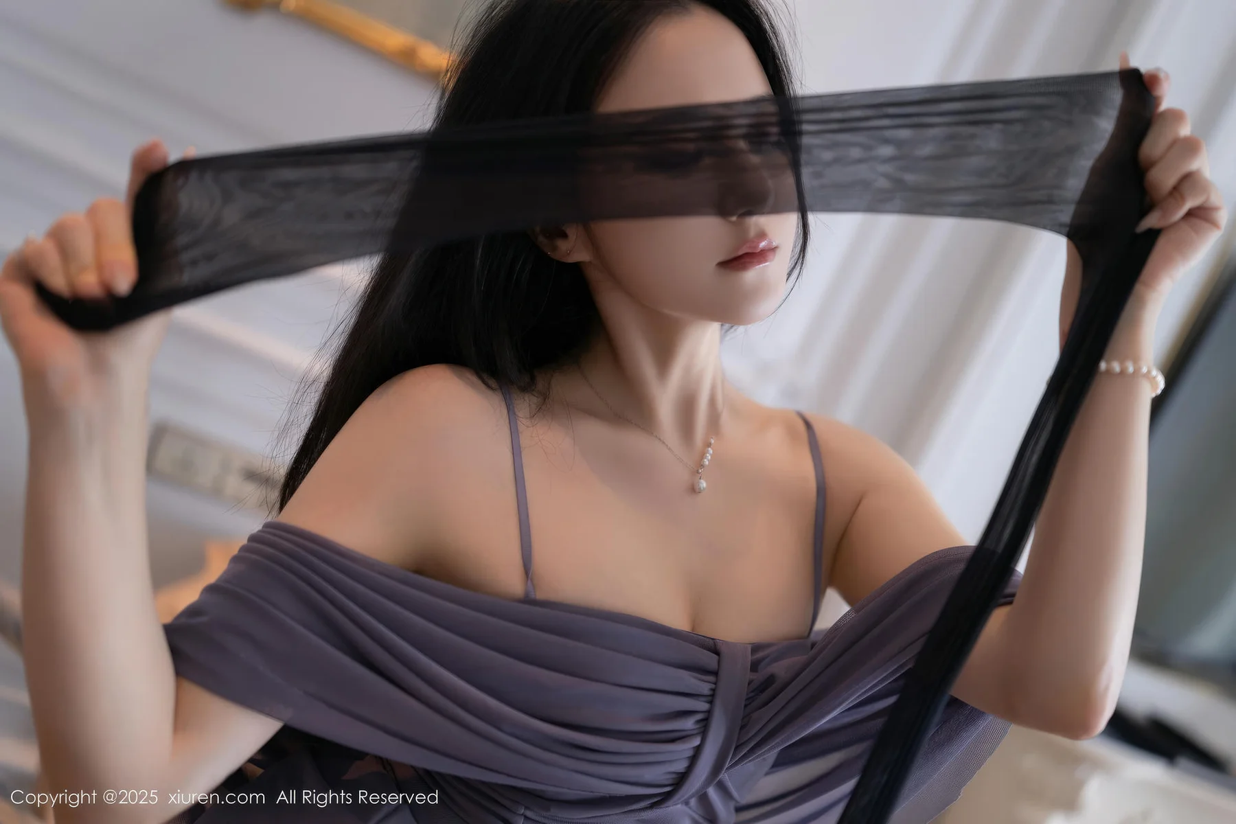 XiuRen 秀人 No.10992 鱼子酱Fish 感紫色连衣裙紫色丝袜 - 4