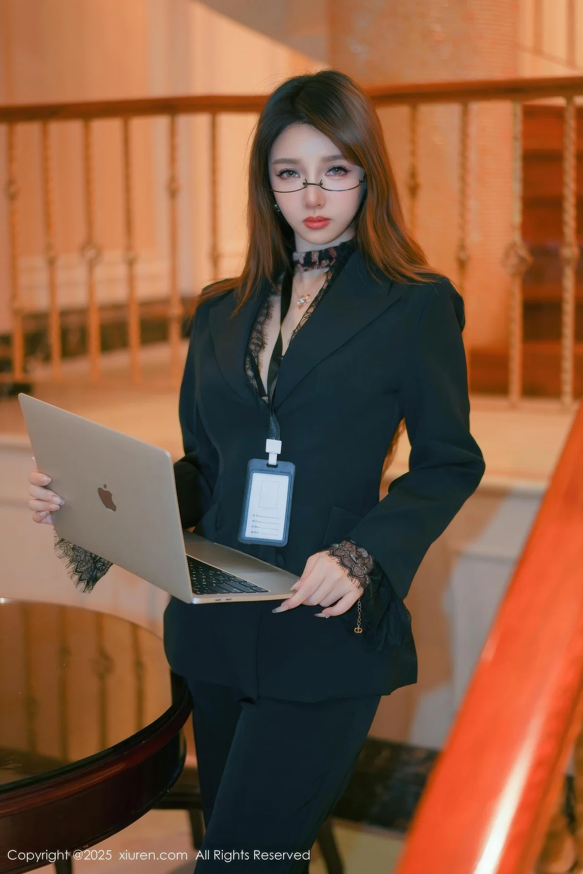 XiuRen 秀人 No.11007 Twins夭夭 豹纹内衣黑色西服 - 1