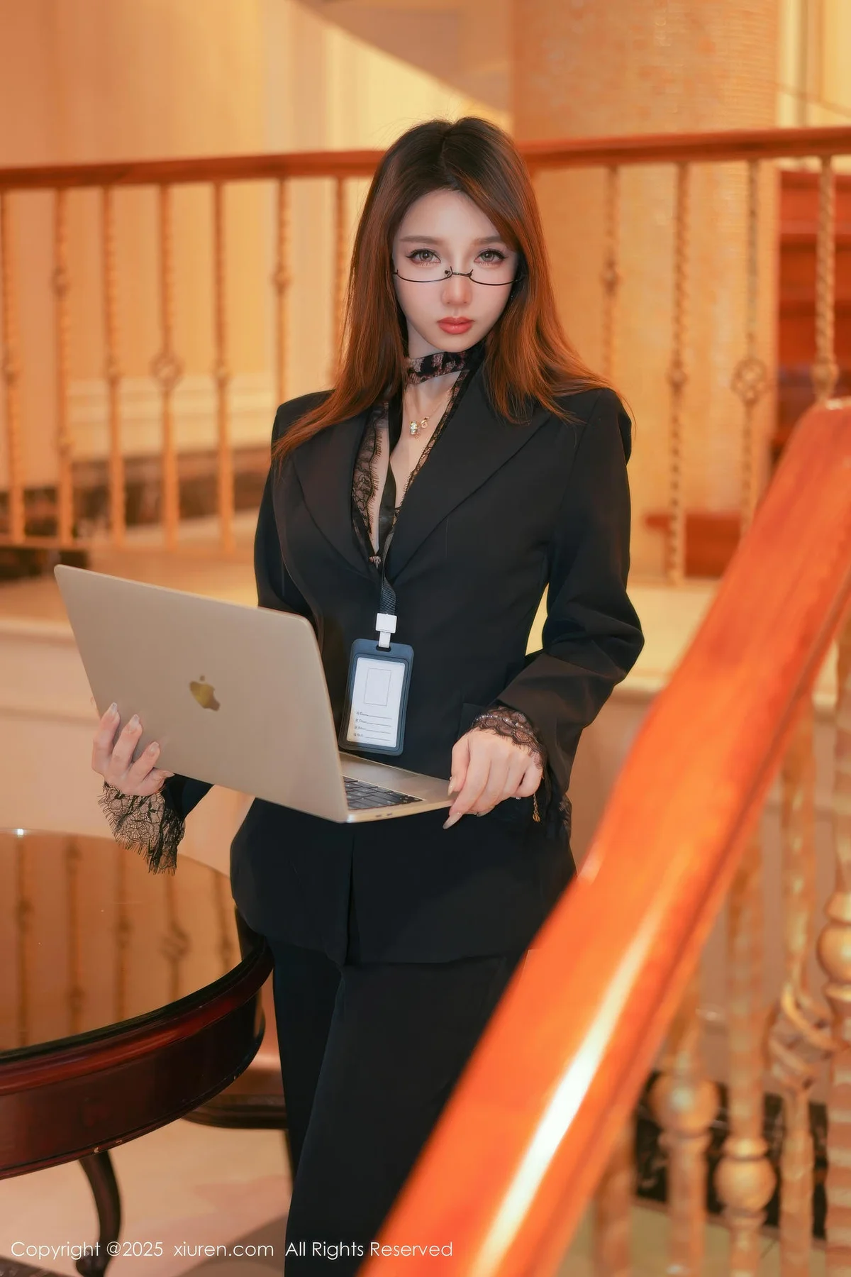 XiuRen 秀人 No.11007 Twins夭夭 豹纹内衣黑色西服 - 3