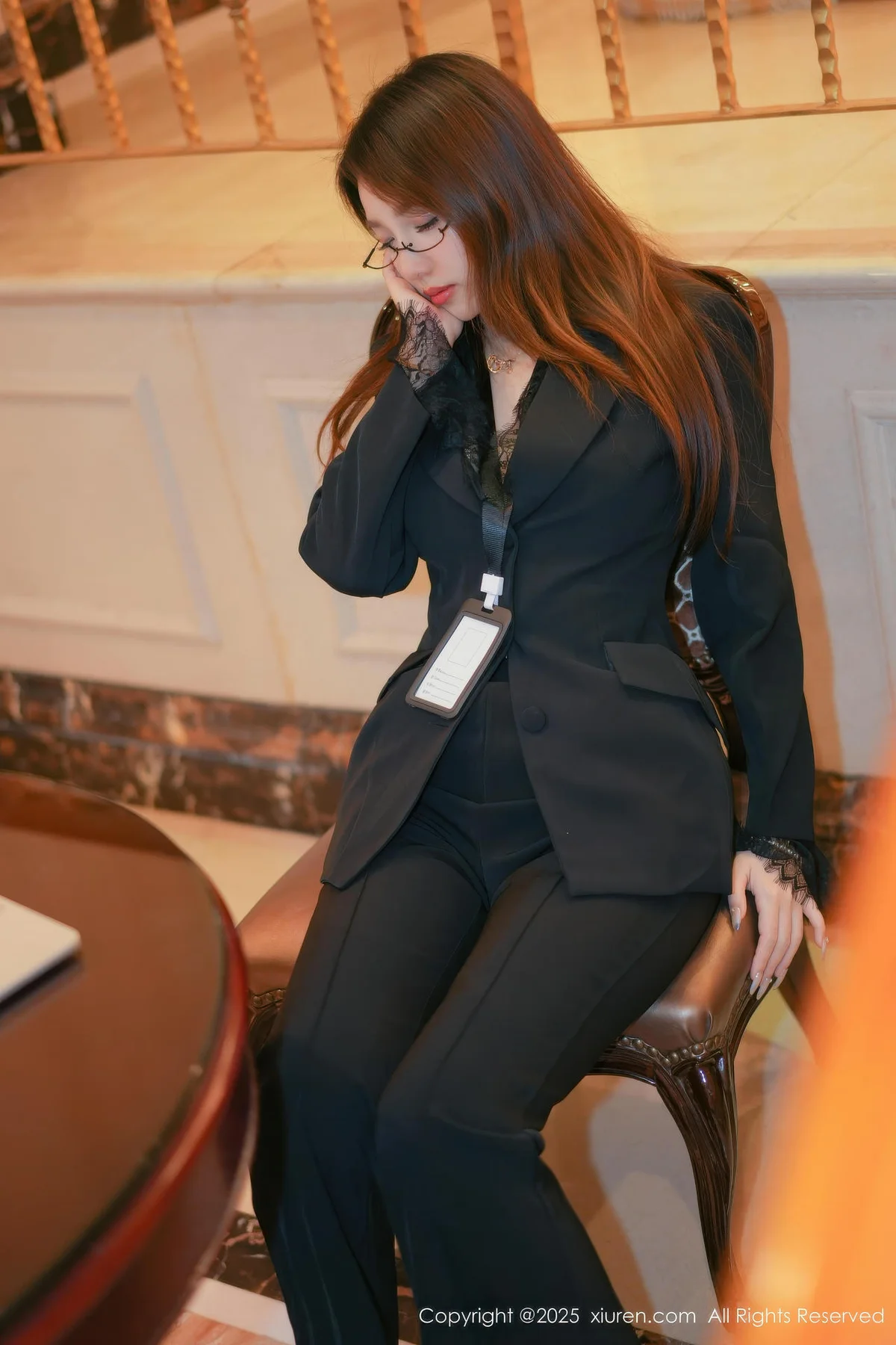 XiuRen 秀人 No.11007 Twins夭夭 豹纹内衣黑色西服 - 3