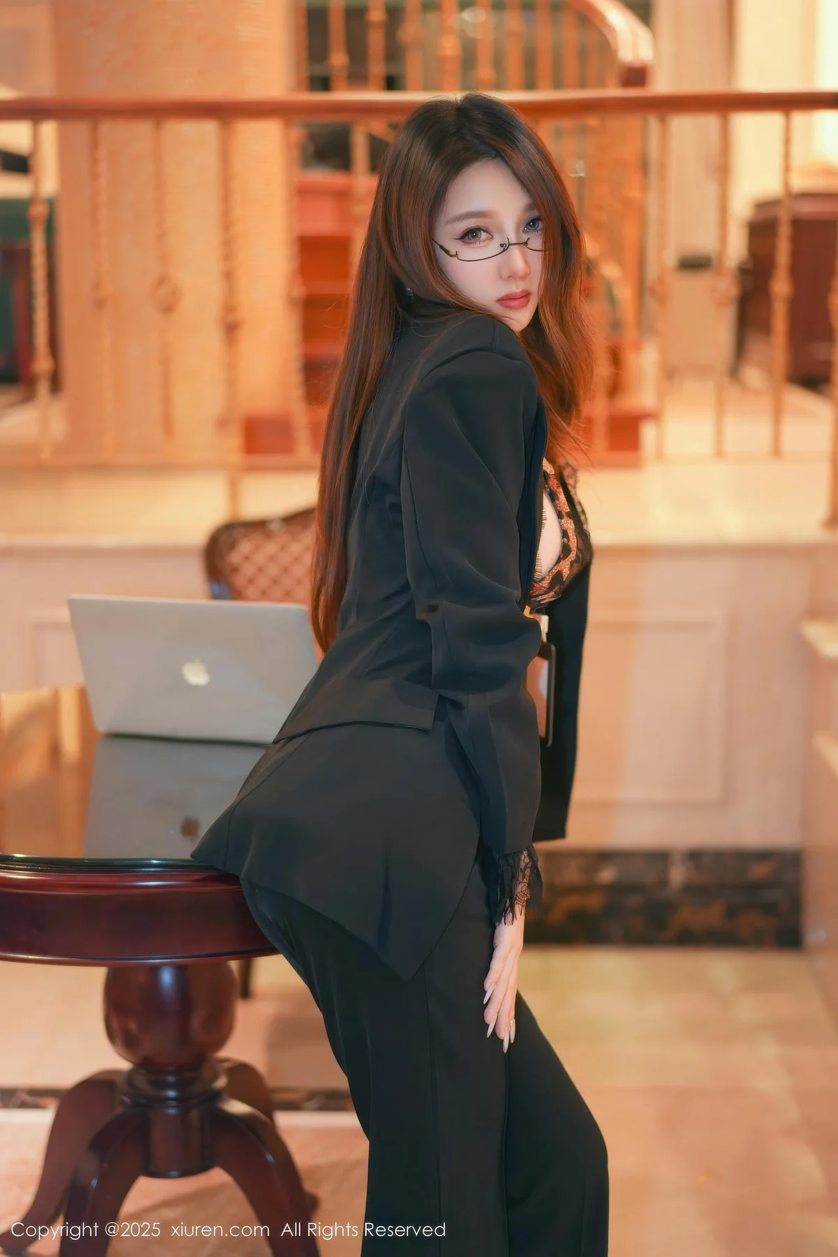 XiuRen 秀人 No.11007 Twins夭夭 豹纹内衣黑色西服 - 8