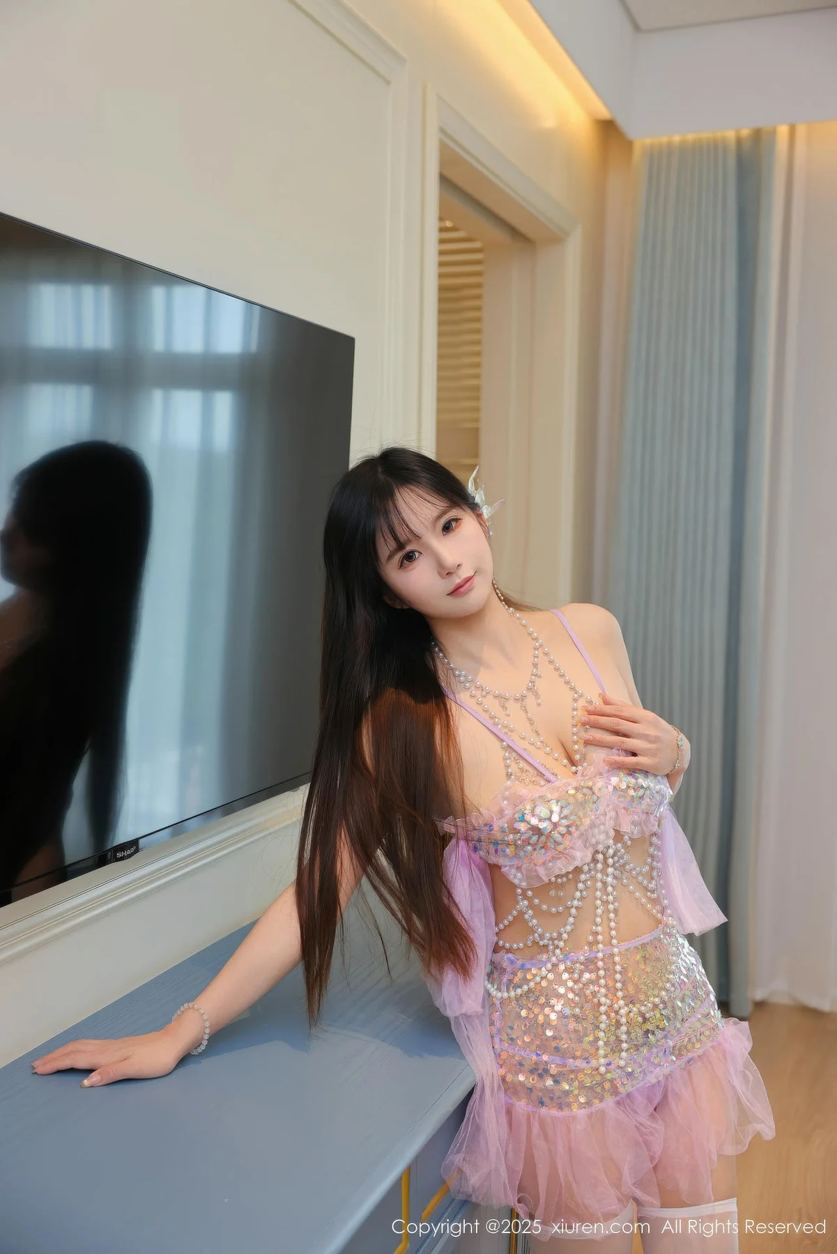 XiuRen 秀人 No.11020 小肉肉咪 紫色情趣美乳白丝 - 4