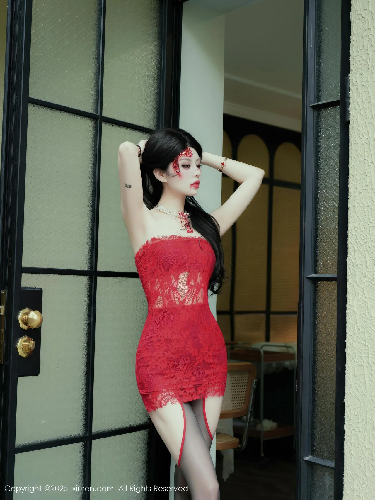 XiuRen 秀人 No.11032 四月月红色连衣短裙 - 7