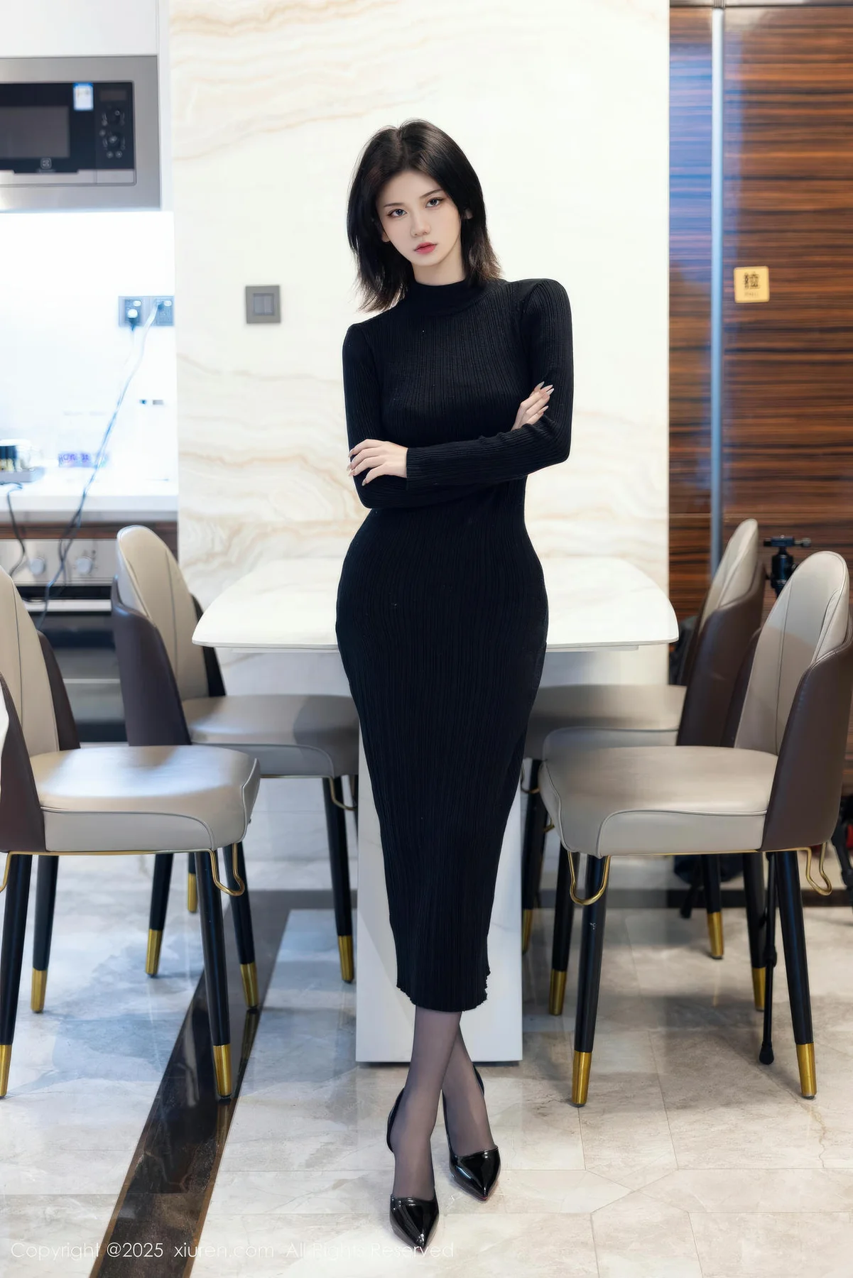 XiuRen 秀人 No.11036 赵语嫣Baby黑色连衣裙黑丝长裙 - 1
