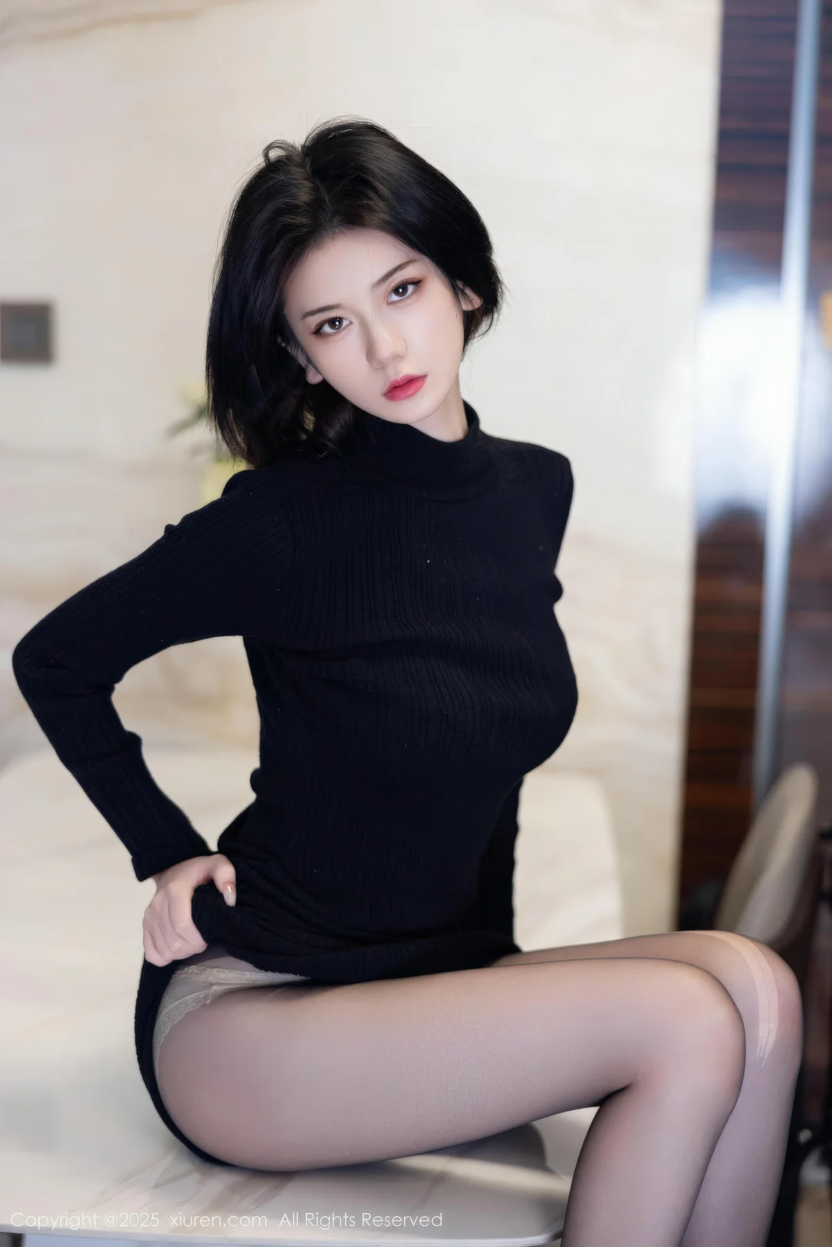 XiuRen 秀人 No.11036 赵语嫣Baby黑色连衣裙黑丝长裙 - 8