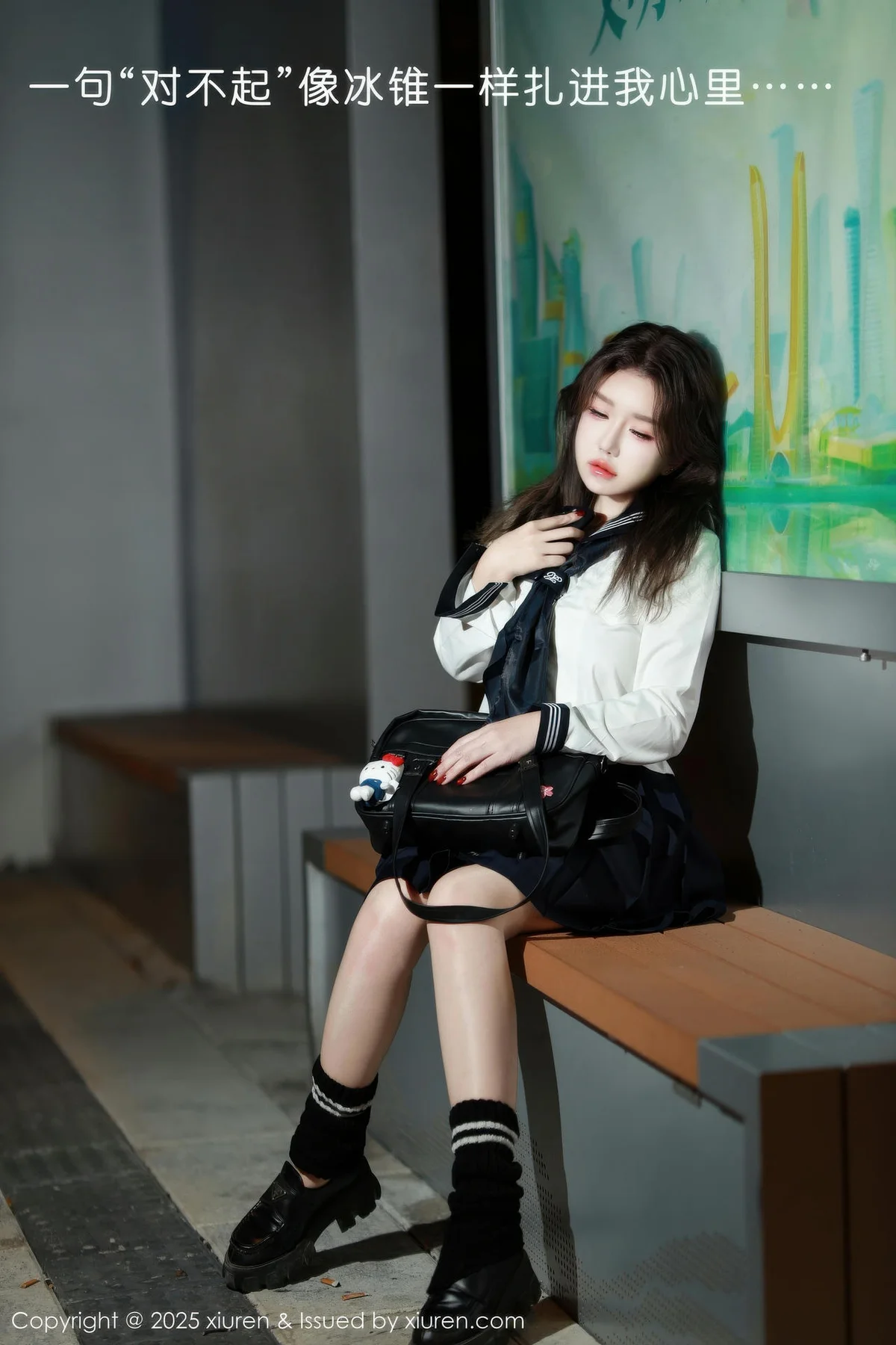 XiuRen 秀人 No.11071 小薯条nienie 白T搭配黑色短裙 - 3