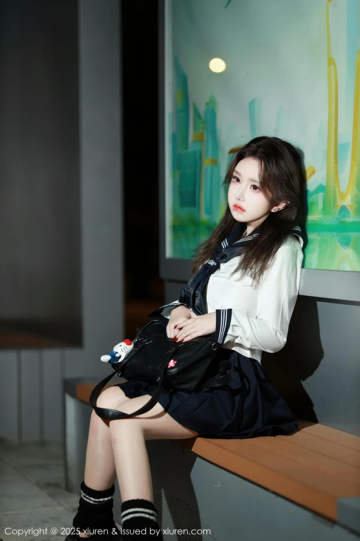 XiuRen 秀人 No.11071 小薯条nienie 白T搭配黑色短裙 - 8