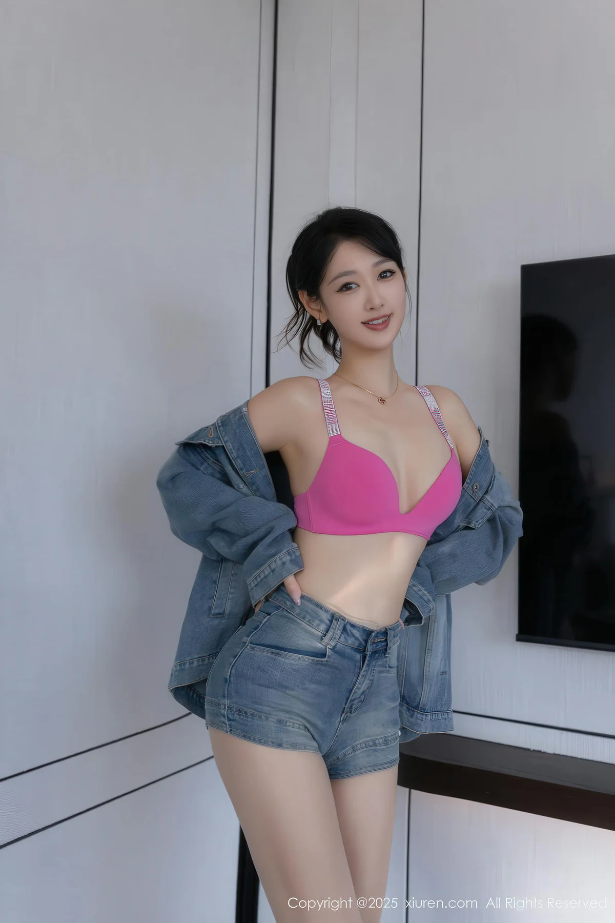 XiuRen 秀人 No.11083 唐安琪 牛仔套装魅惑黑丝 - 4