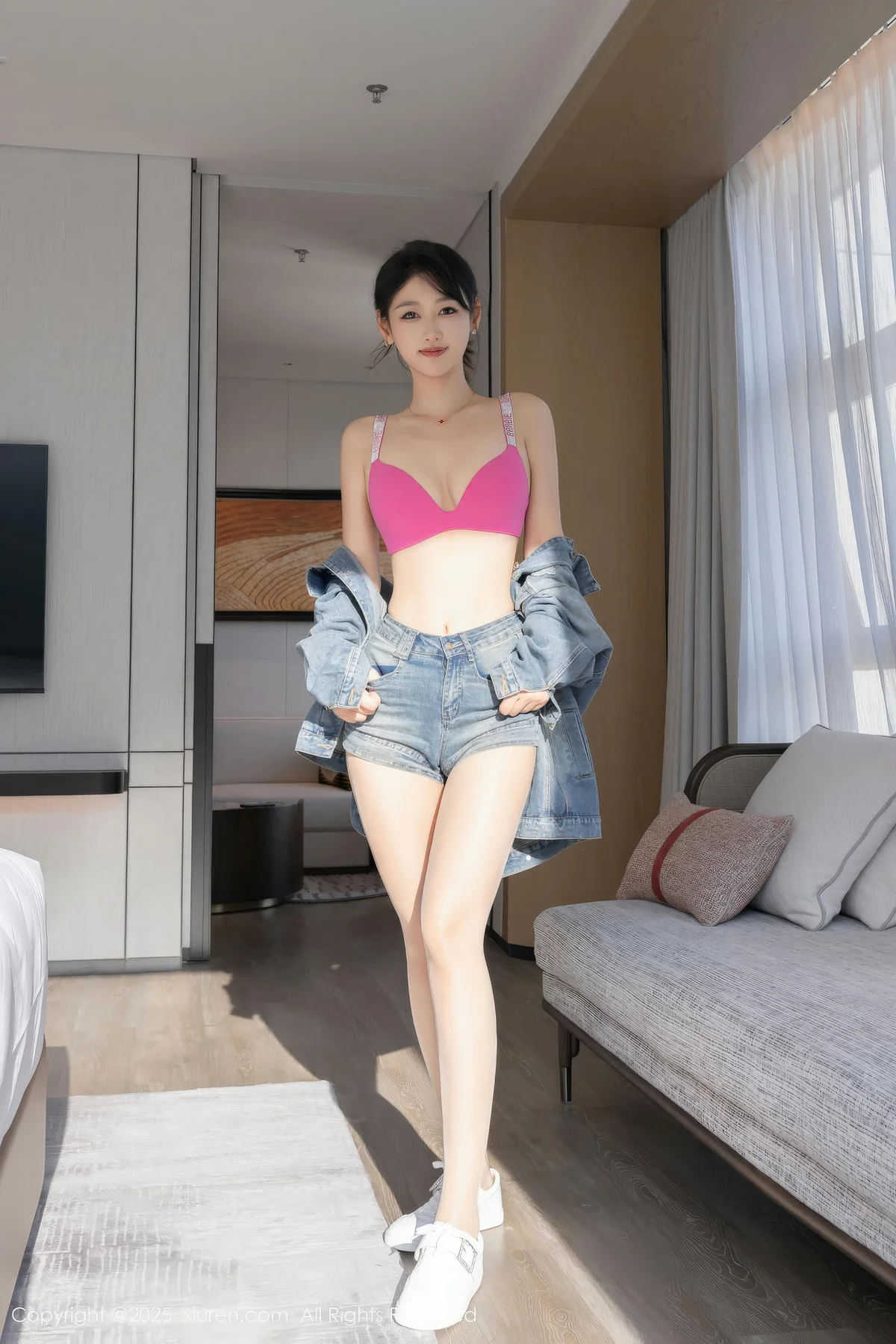 XiuRen 秀人 No.11083 唐安琪 牛仔套装魅惑黑丝 - 6