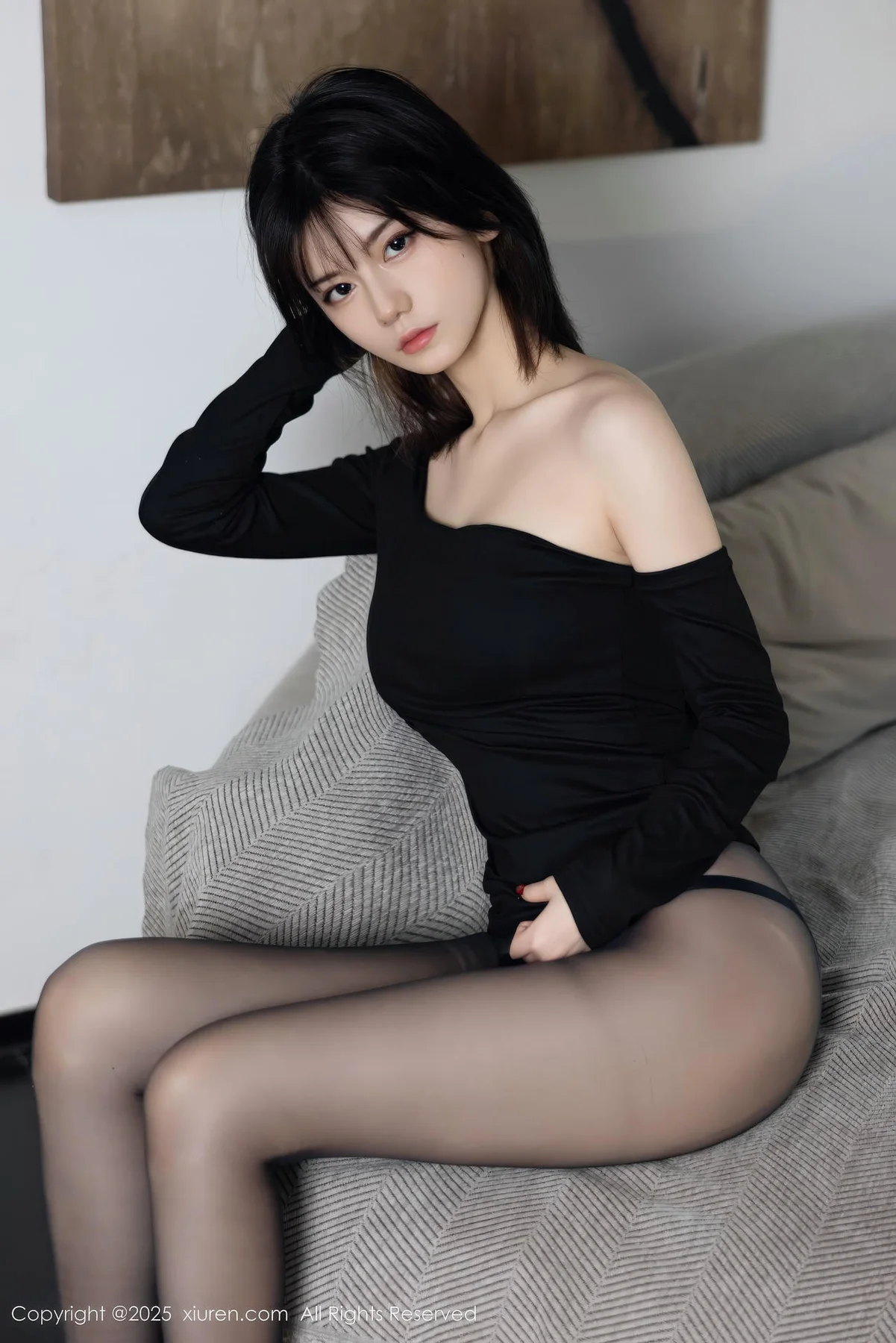 XiuRen 秀人 No.11105 凌七七 气质美女黑色连衣短裙 - 2