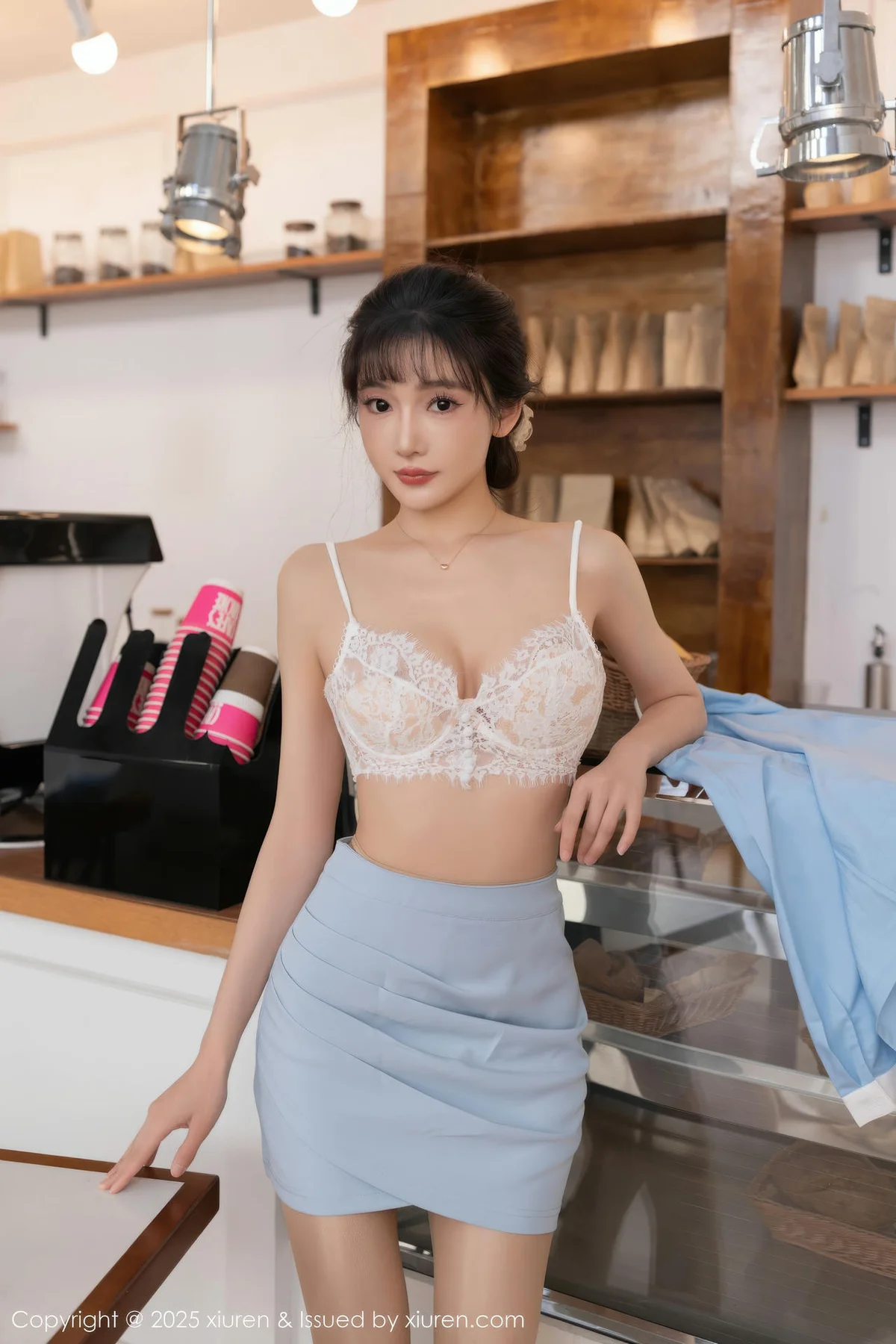 XiuRen 秀人 No.11159 陆萱萱 杏色短裙白色蕾丝 - 6