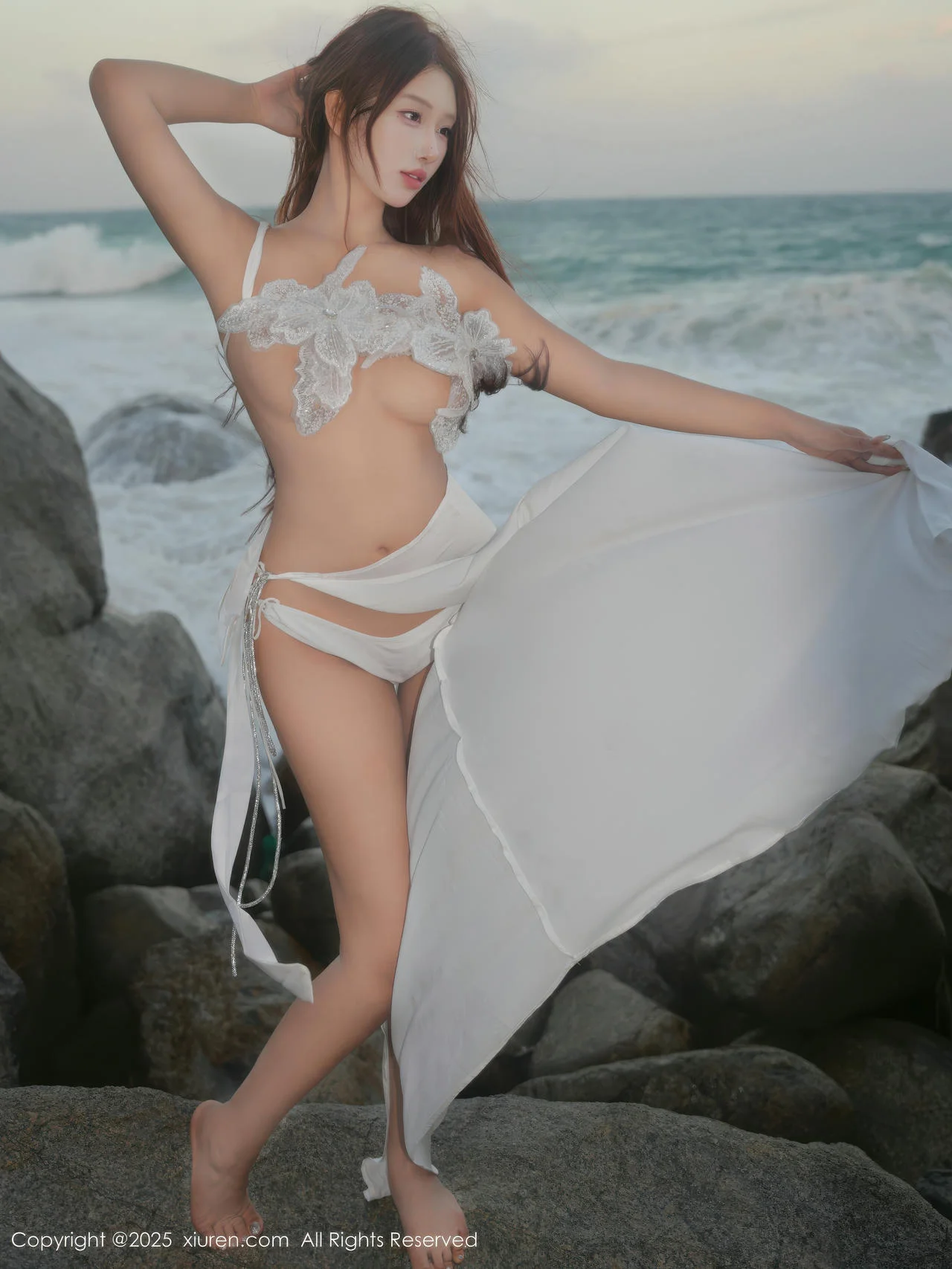 XiuRen 秀人 No.11164 金允希Yuki 白色泳衣沙滩美女 - 2