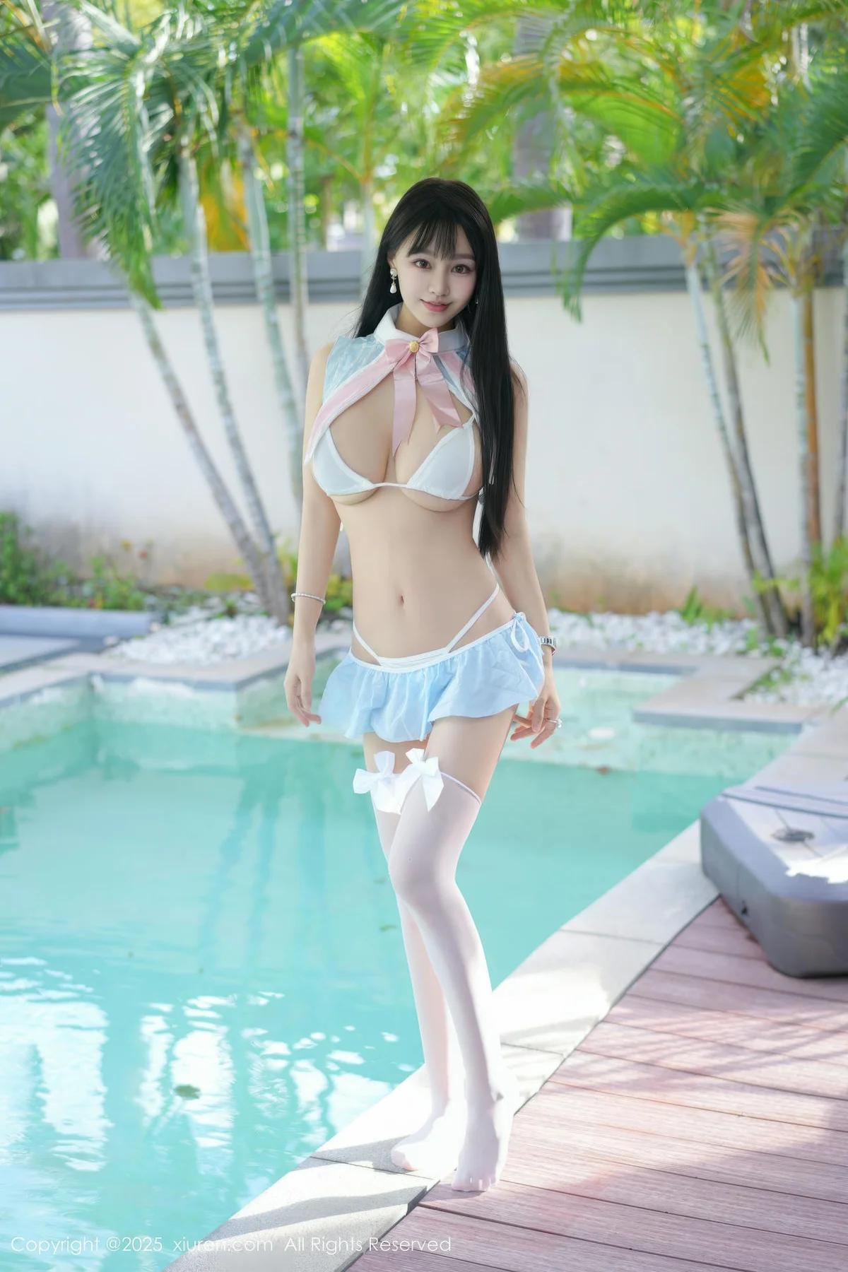 XiuRen 秀人 No.11170 心上可Flora 蓝色泳衣白色丝袜 - 5