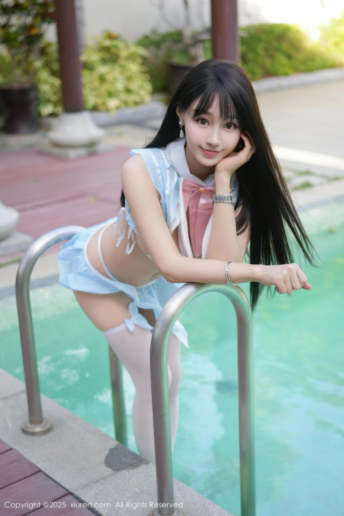 XiuRen 秀人 No.11170 心上可Flora 蓝色泳衣白色丝袜 - 2