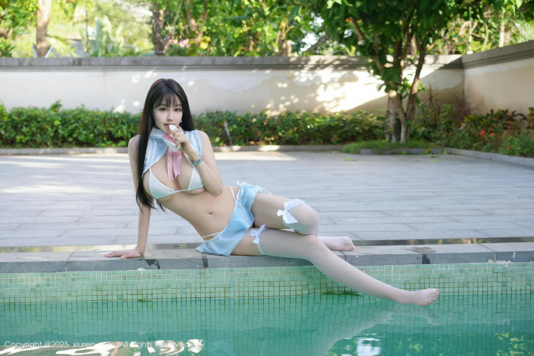 XiuRen 秀人 No.11170 心上可Flora 蓝色泳衣白色丝袜 - 4
