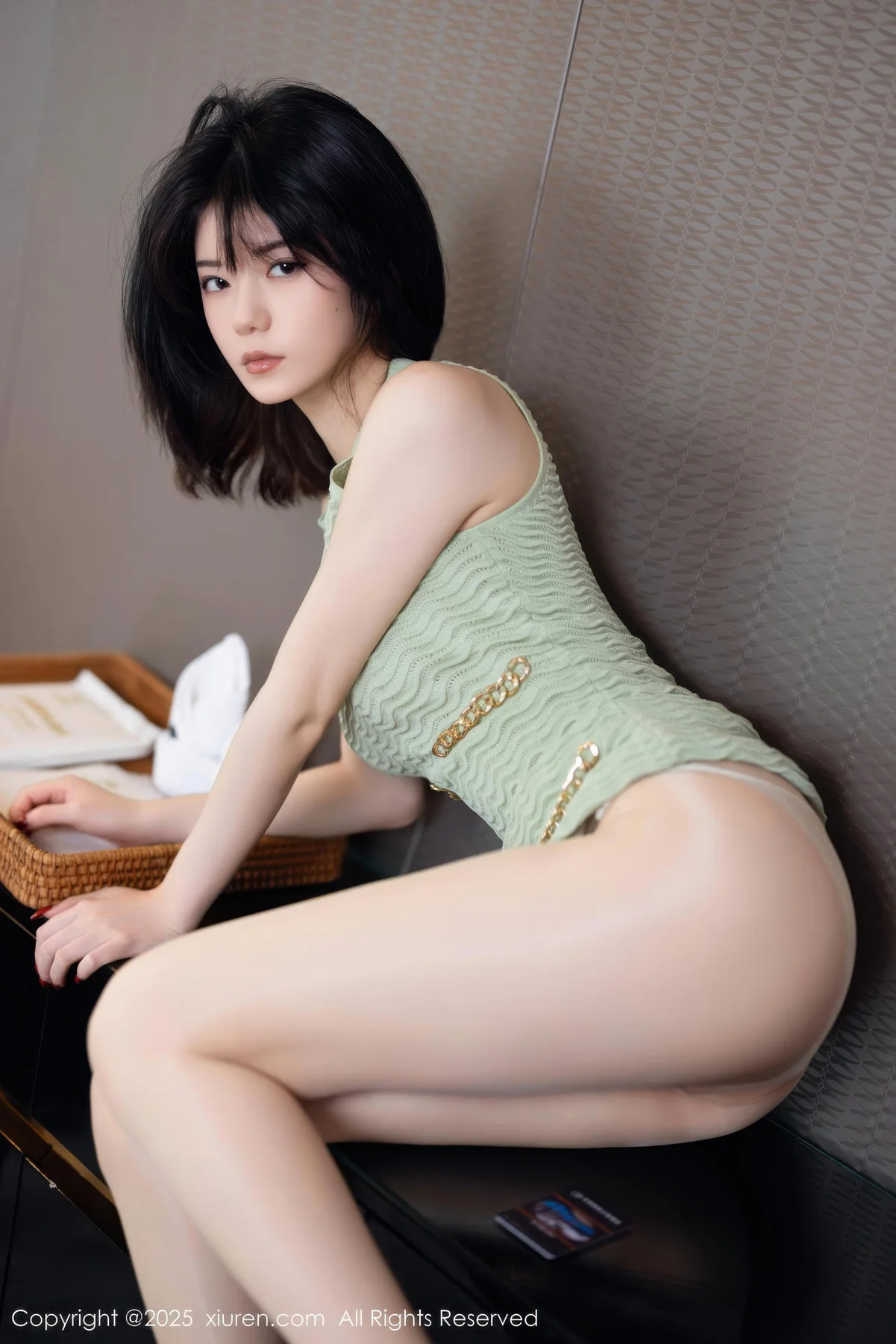 XiuRen 秀人 No.11183 凌七七 绿灰连衣短裙 - 6