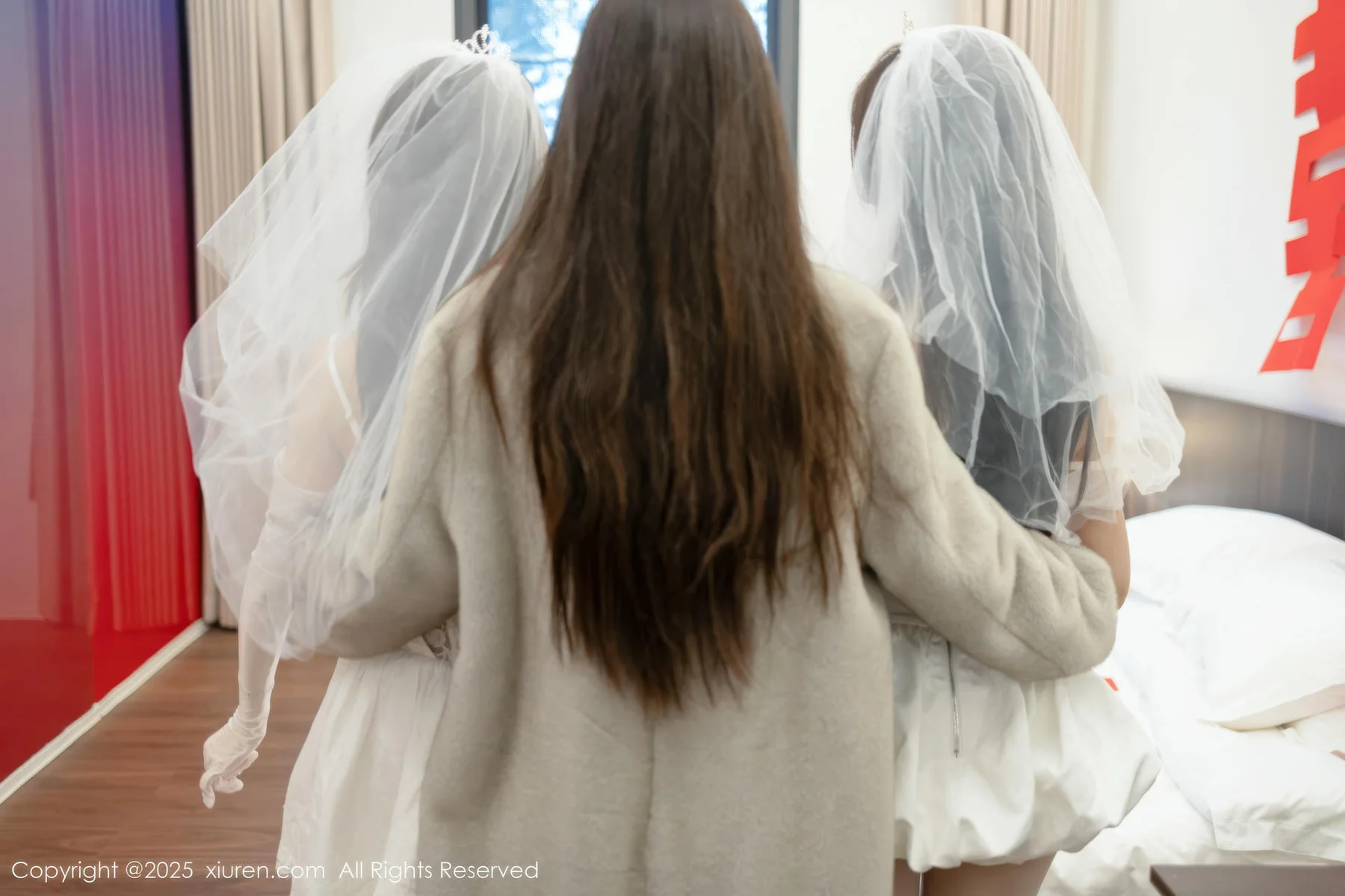 XiuRen 秀人 No.11184 Twins天夭 两位白色蕾丝婚纱 - 10