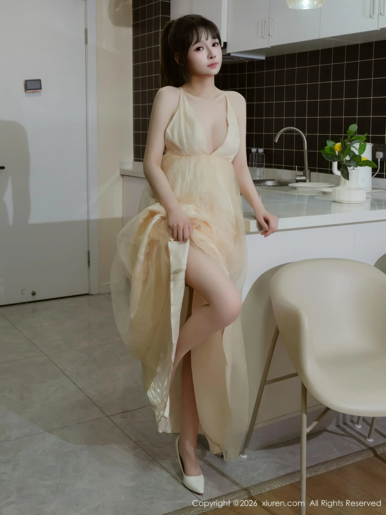 XiuRen 秀人 No.11196 沈蜜儿 少女黄色连衣裙白丝 - 9