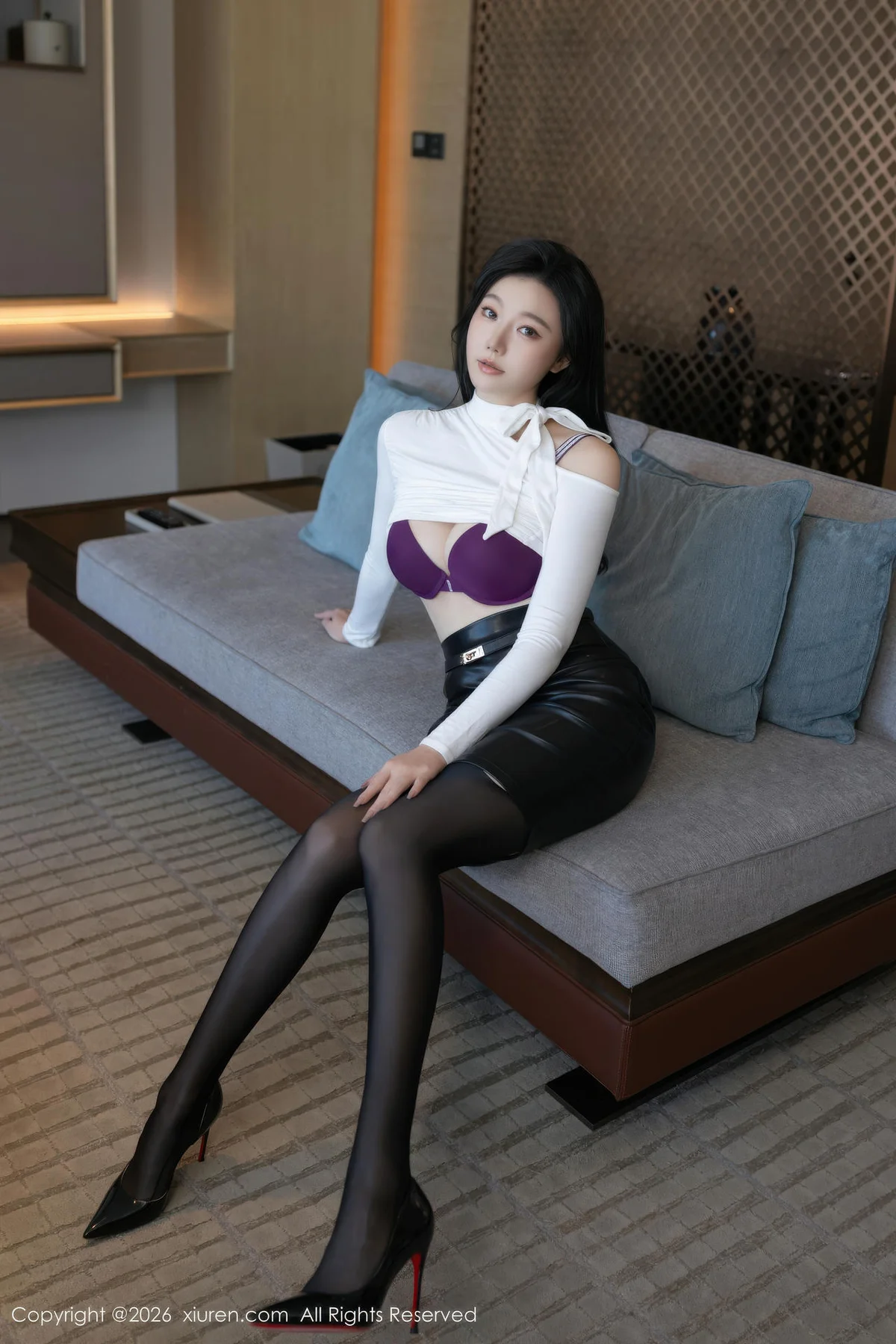 XiuRen 秀人 No.11201 安然anran 黑色皮裙黑丝长腿 - 7