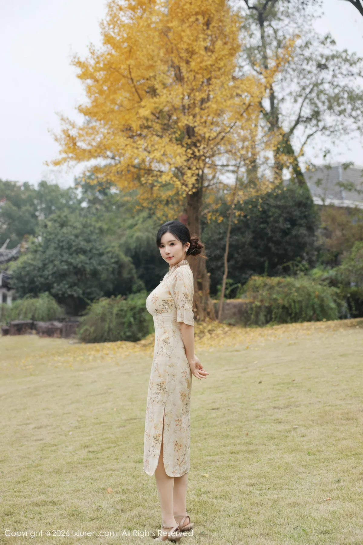 XiuRen 秀人 No.11214 小肉肉咪 浅黄色旗袍户外 - 5