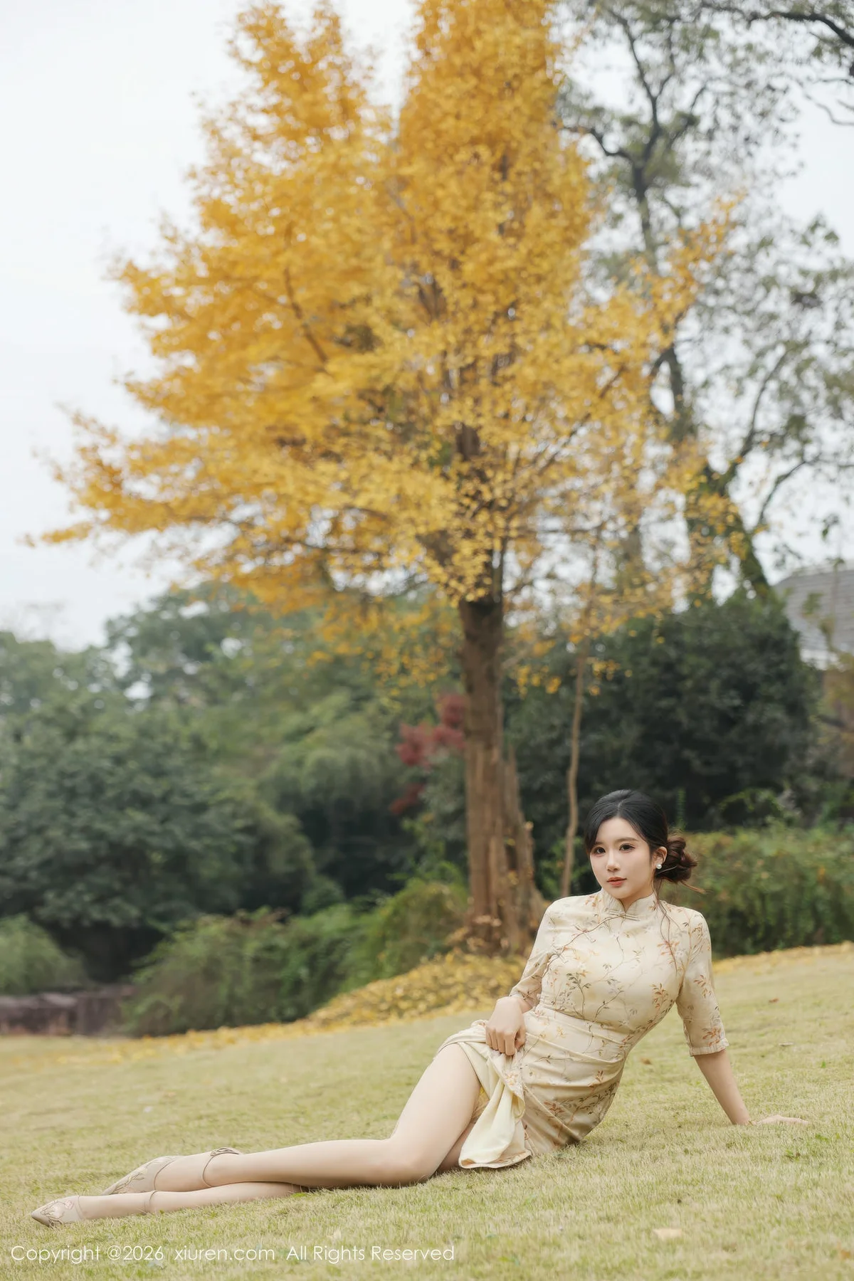 XiuRen 秀人 No.11214 小肉肉咪 浅黄色旗袍户外 - 8