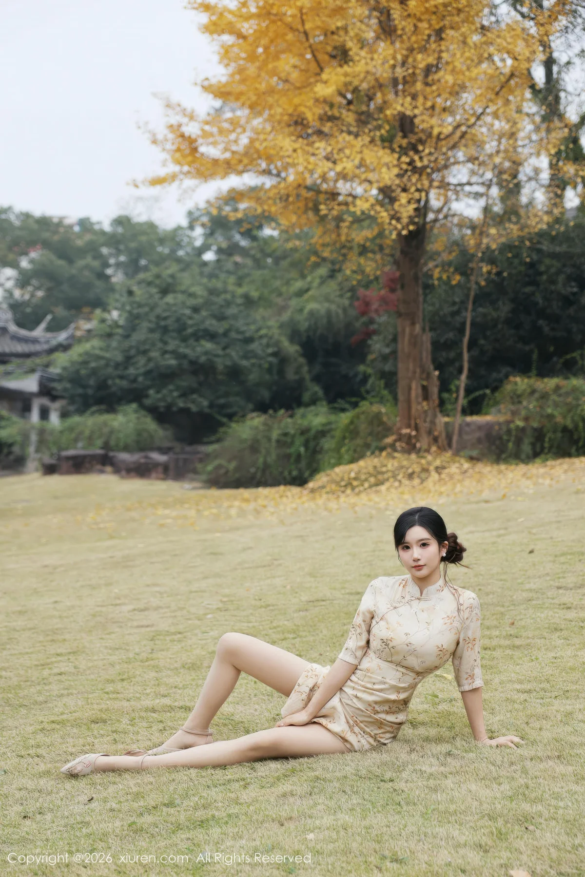 XiuRen 秀人 No.11214 小肉肉咪 浅黄色旗袍户外 - 9