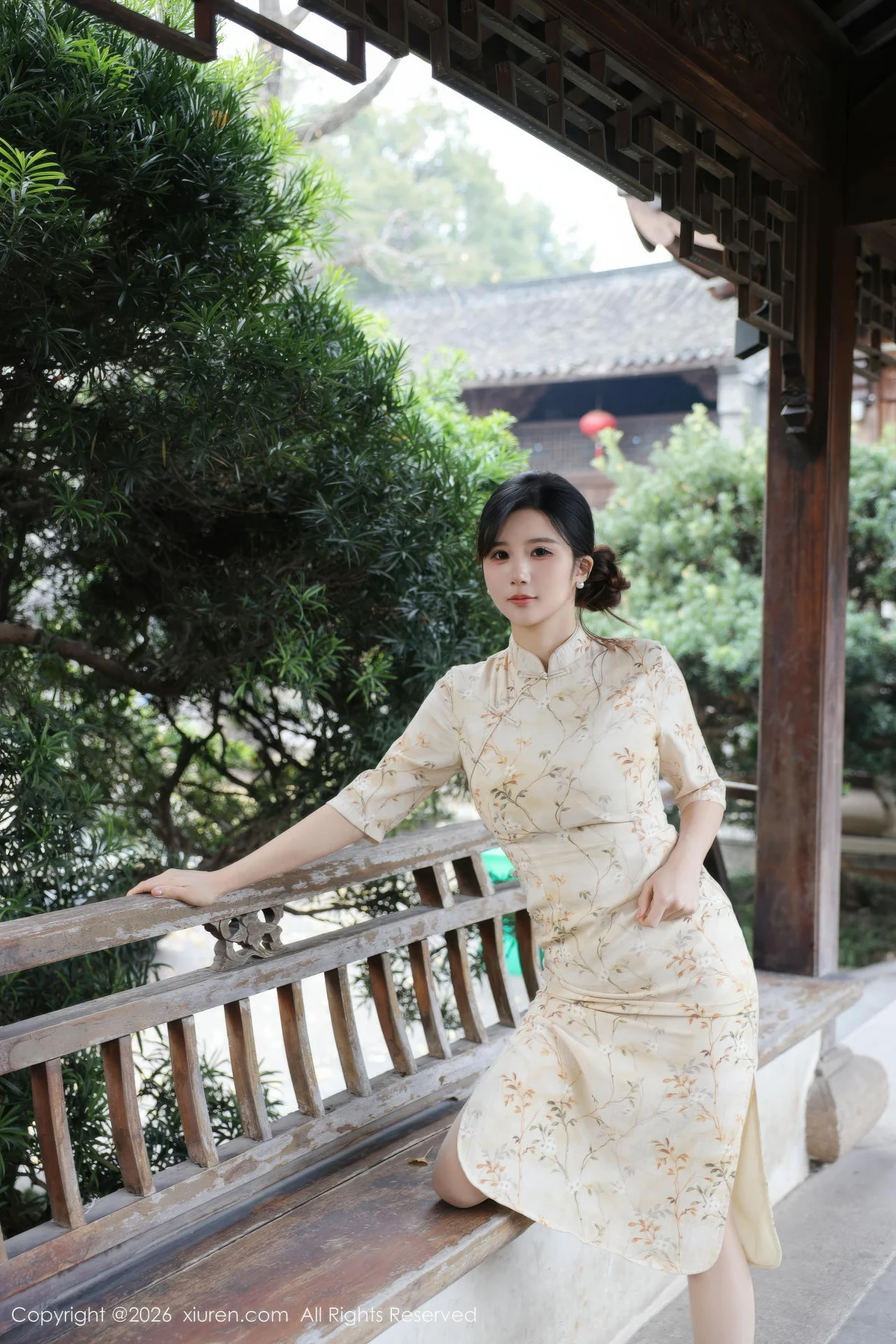 XiuRen 秀人 No.11214 小肉肉咪 浅黄色旗袍户外 - 5
