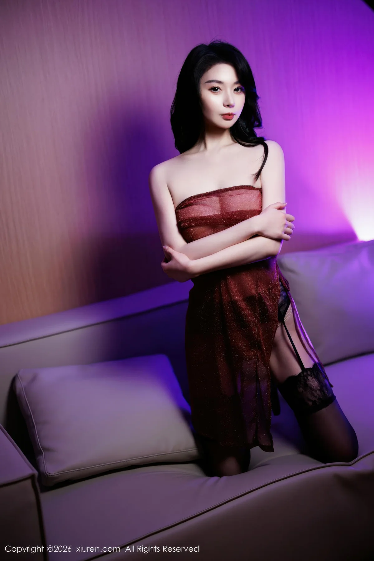 XiuRen 秀人 No.11237 心玥深色皮裙黑丝吊袜 - 8