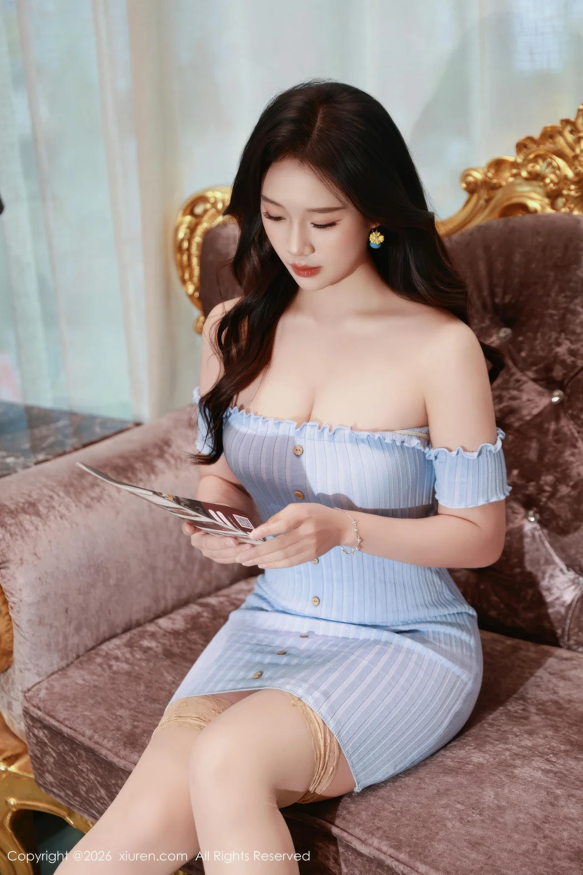 XiuRen 秀人 No.11238 南乔蓝色连衣短裙肉丝 - 1