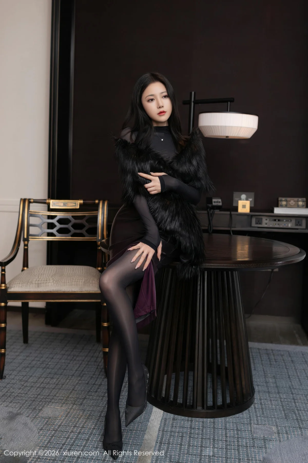 XiuRen 秀人 No.11245 鱼子酱Fish黑色内衣连体丝袜 - 1