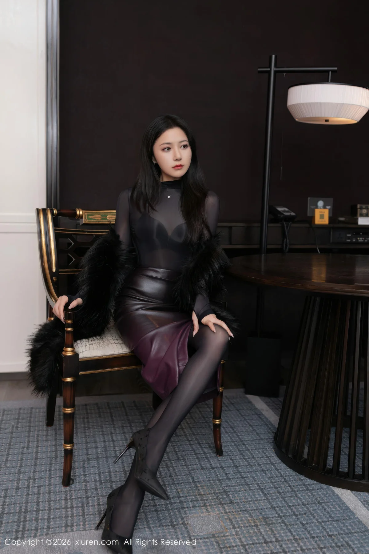 XiuRen 秀人 No.11245 鱼子酱Fish黑色内衣连体丝袜 - 4