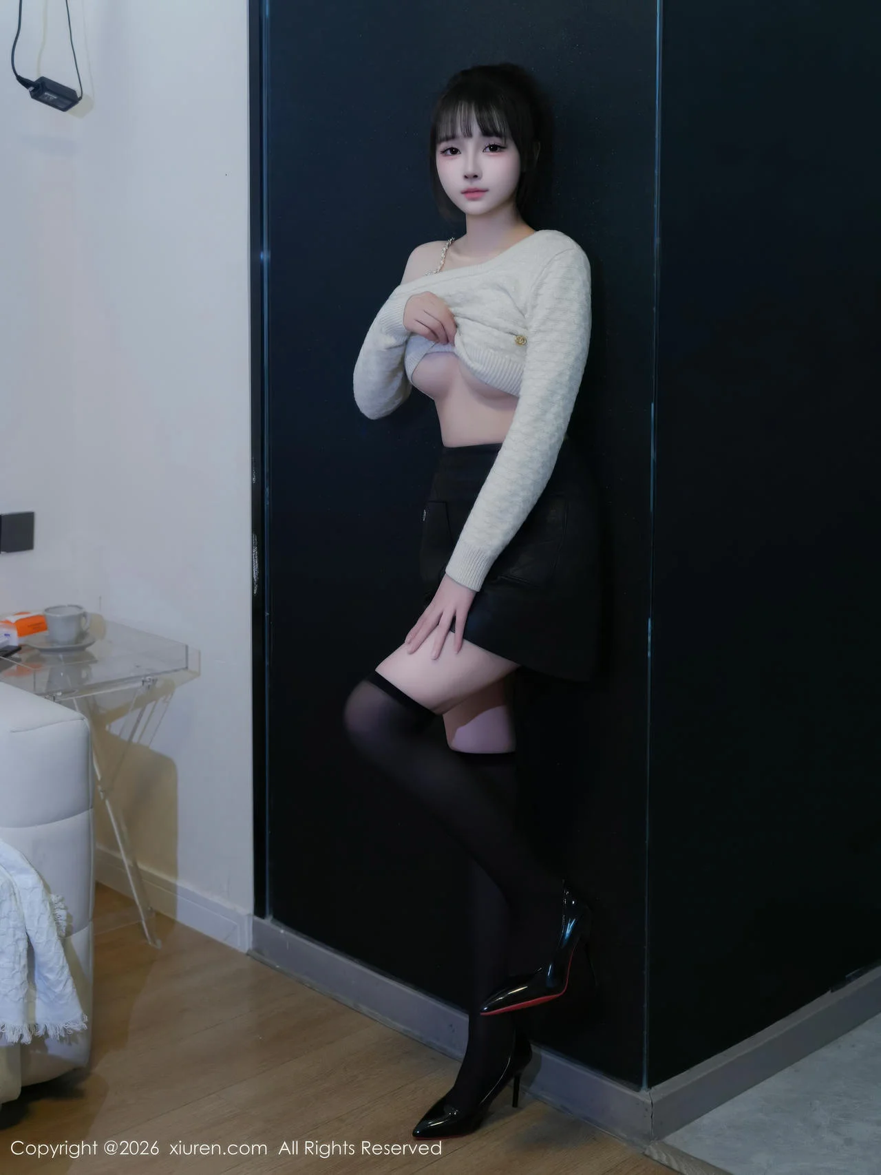 XiuRen 秀人 No.11254 沈蜜儿 白色T恤魅惑黑丝 - 1