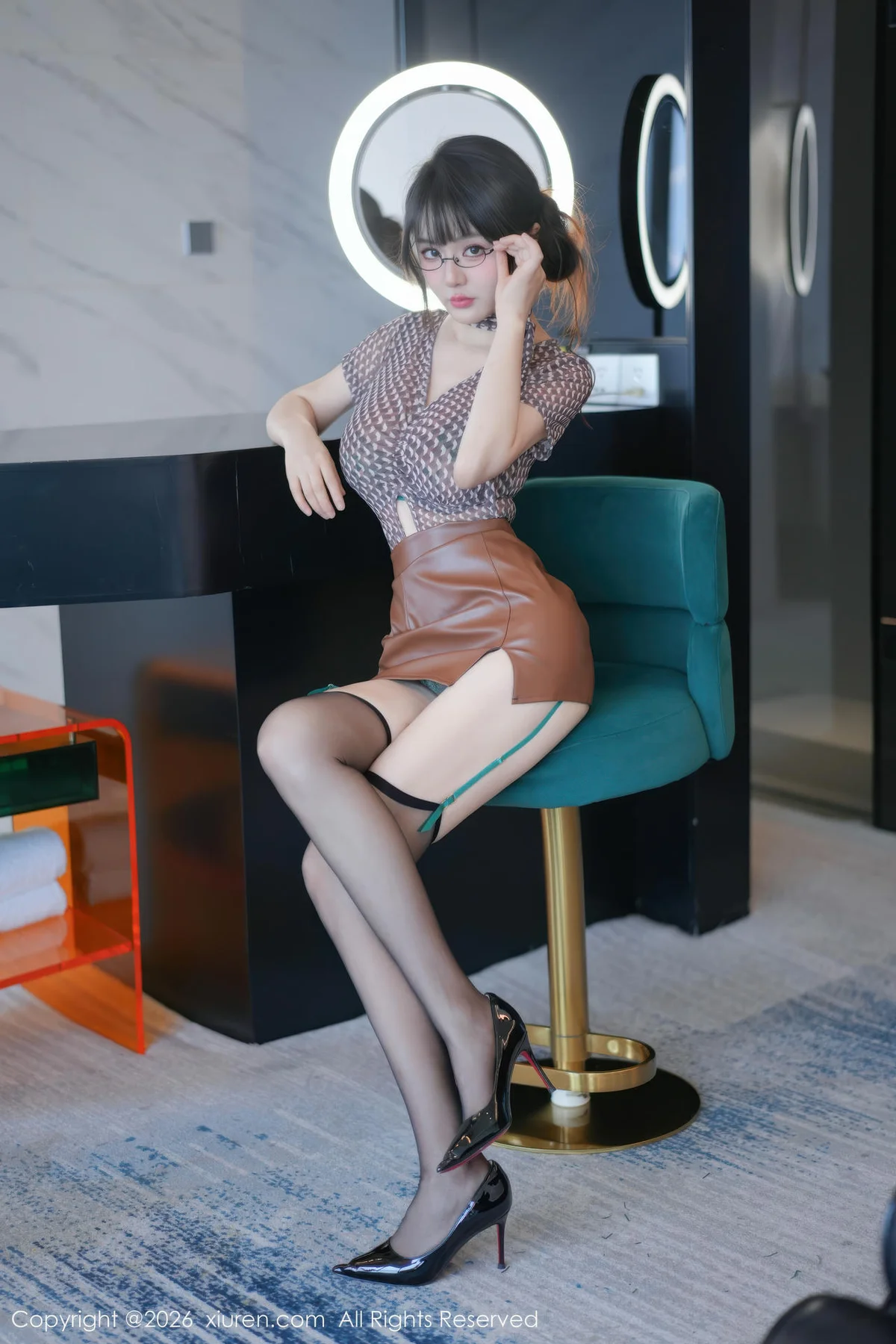 XiuRen 秀人 No.11268 沈南汐RuRu 性感棕色皮短裙 - 6