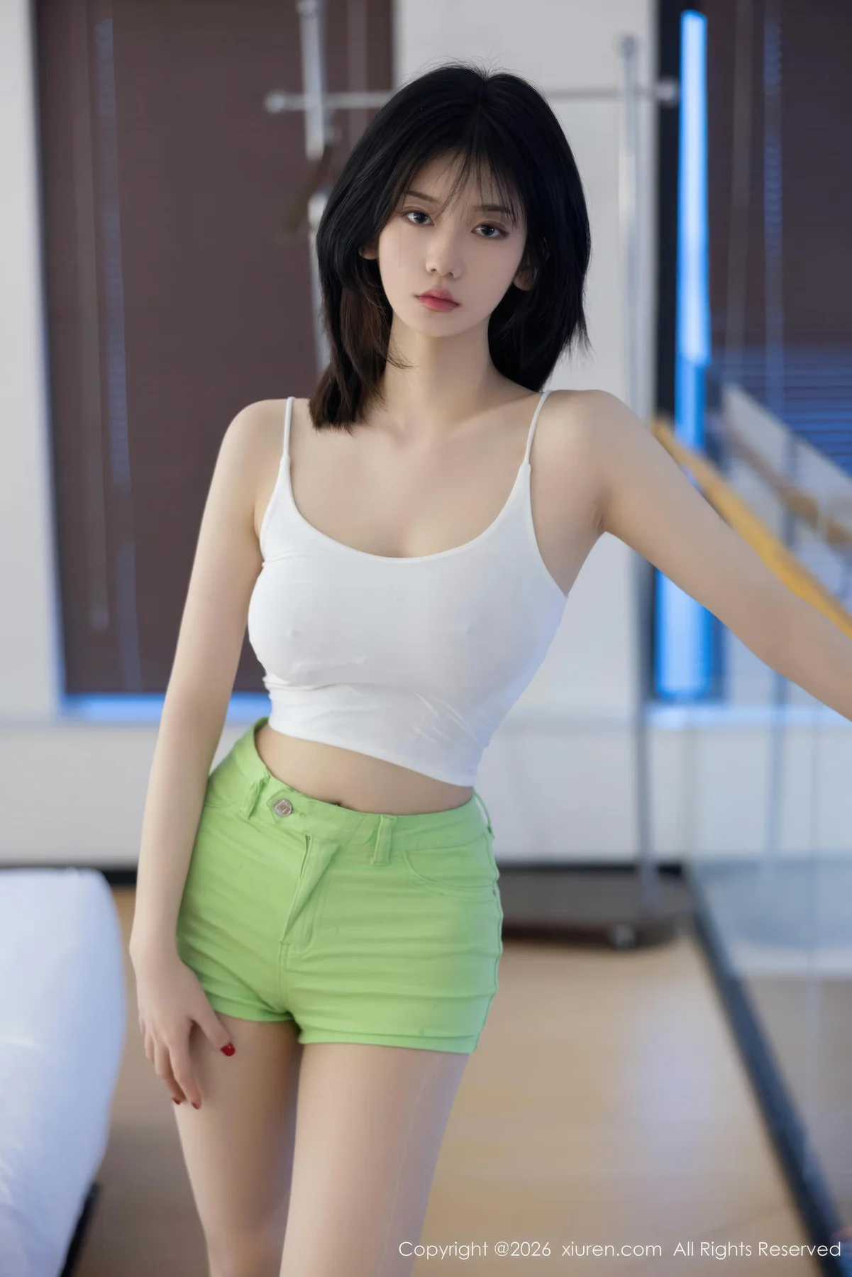 XiuRen 秀人 No.11273 凌七七 浅绿色连衣短裤 - 4