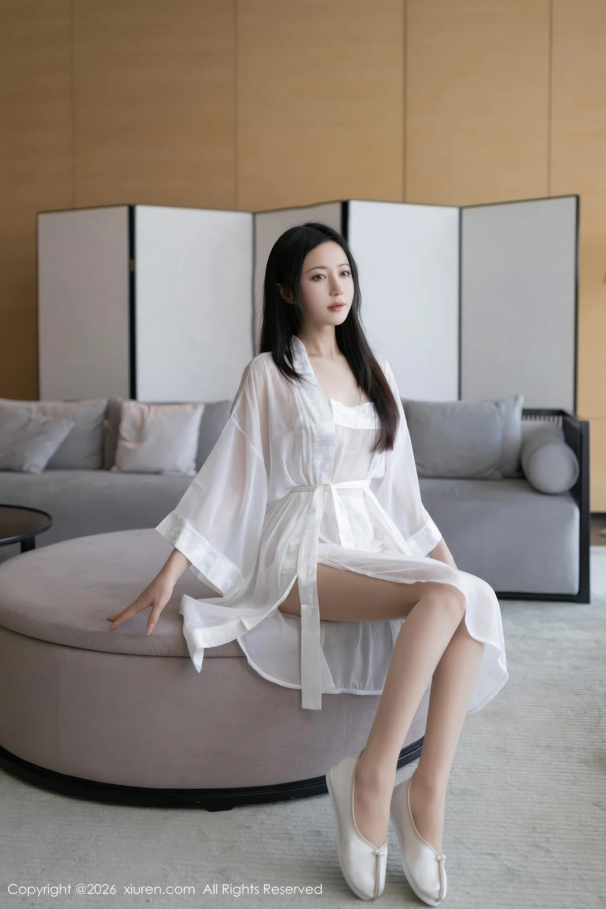 XiuRen 秀人 No.11275 鱼子酱Fish 白色浴袍诱人肉色丝袜 - 3