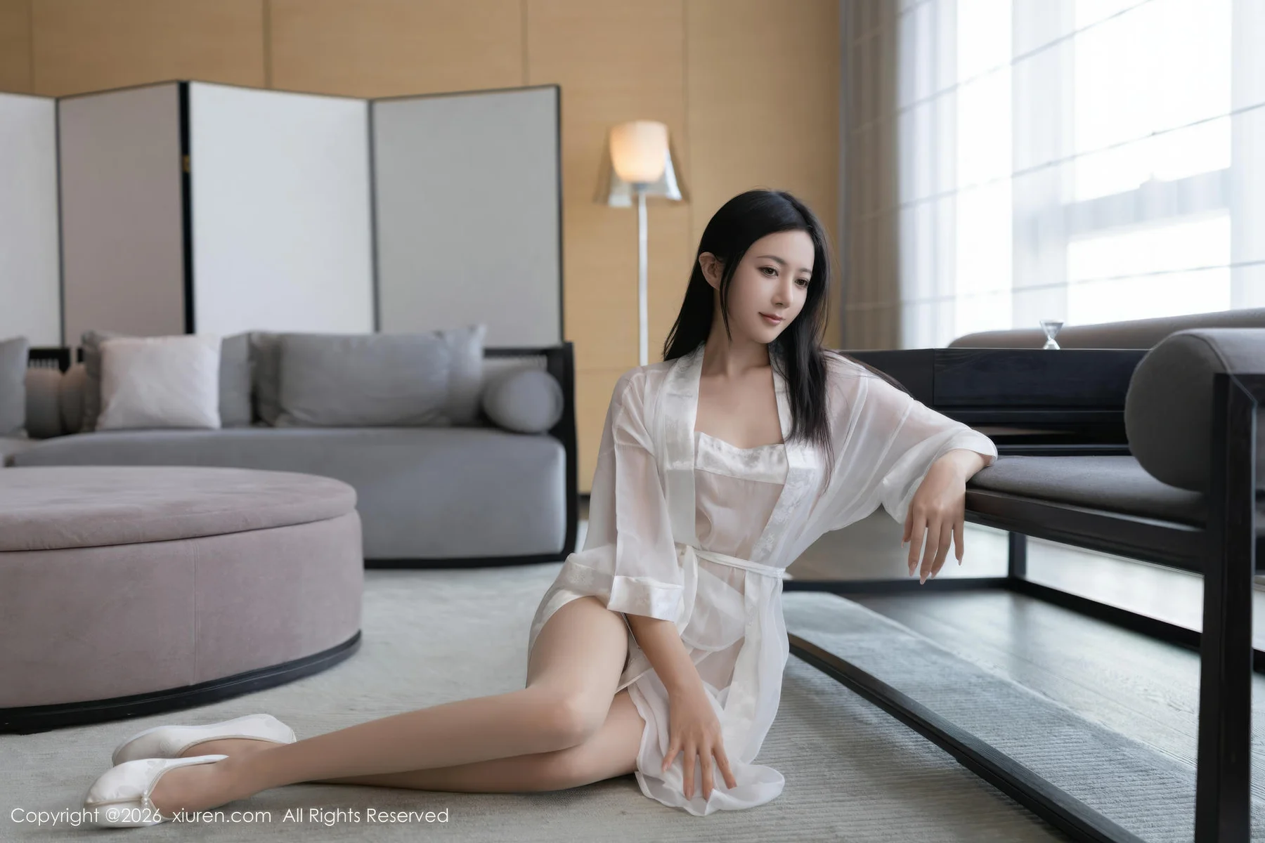 XiuRen 秀人 No.11275 鱼子酱Fish 白色浴袍诱人肉色丝袜 - 8