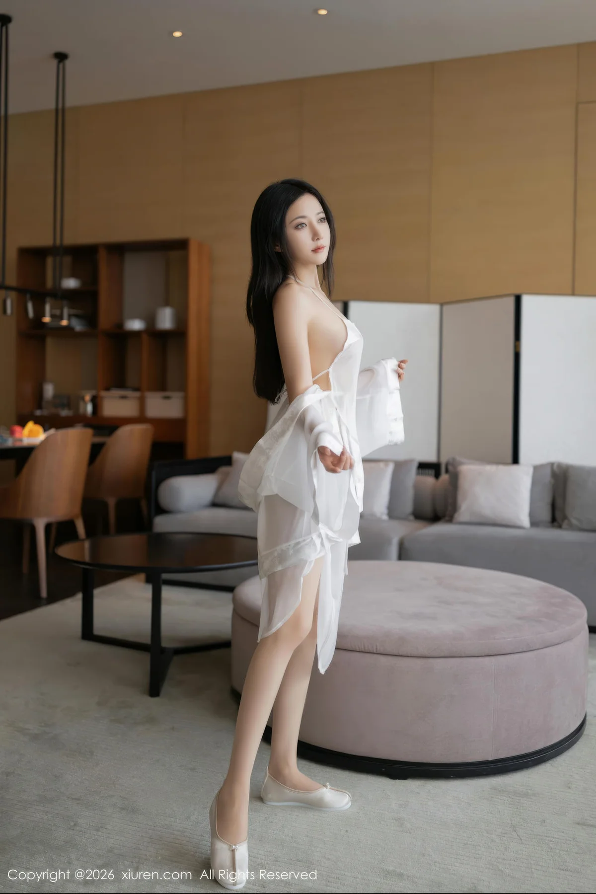 XiuRen 秀人 No.11275 鱼子酱Fish 白色浴袍诱人肉色丝袜 - 4