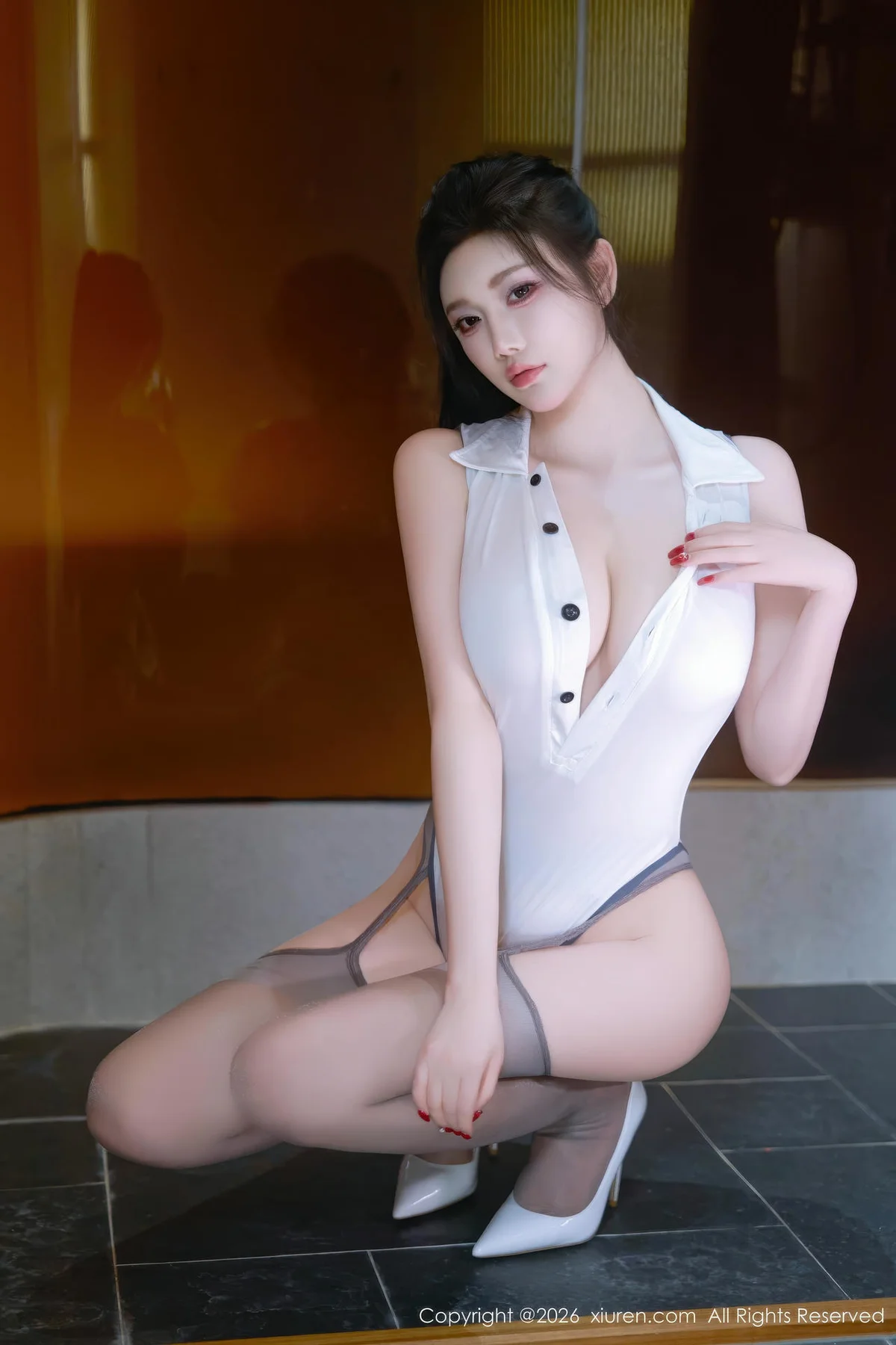 XiuRen 秀人 No.11287 杨晨晨白色情趣服饰灰丝 - 4