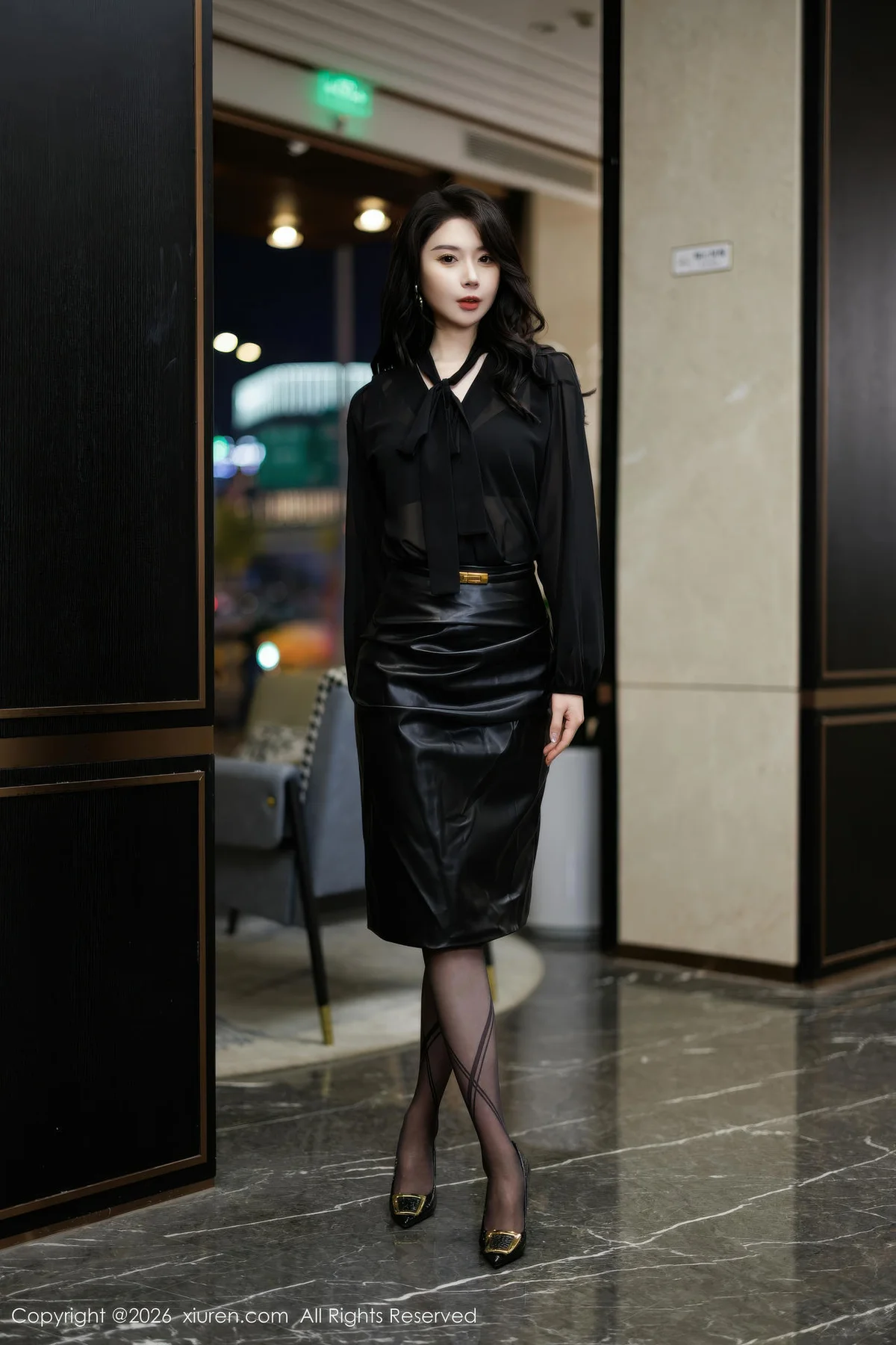 XiuRen 秀人 No.11291 心玥黑色皮裙黑丝高跟 - 5