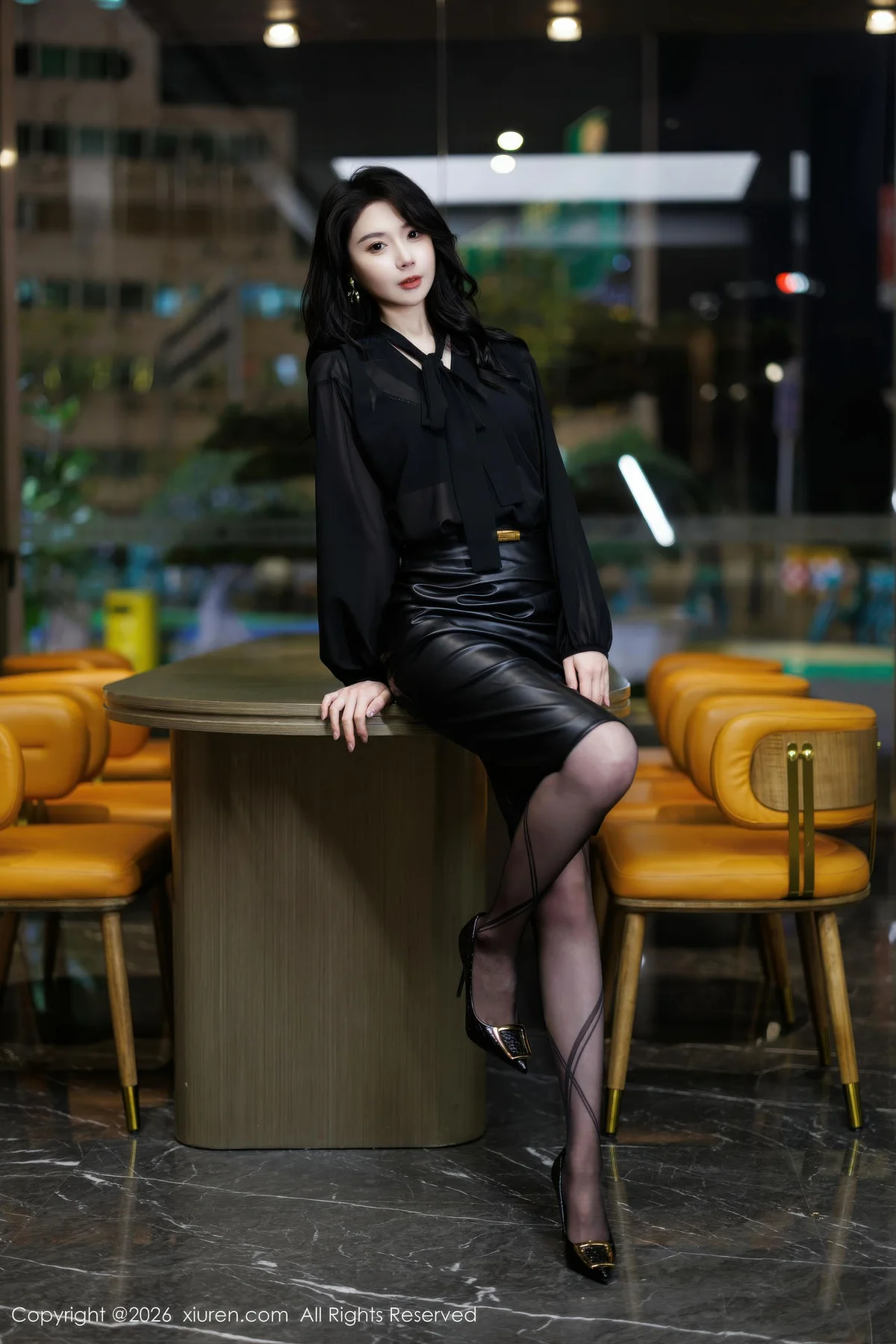 XiuRen 秀人 No.11291 心玥黑色皮裙黑丝高跟 - 8